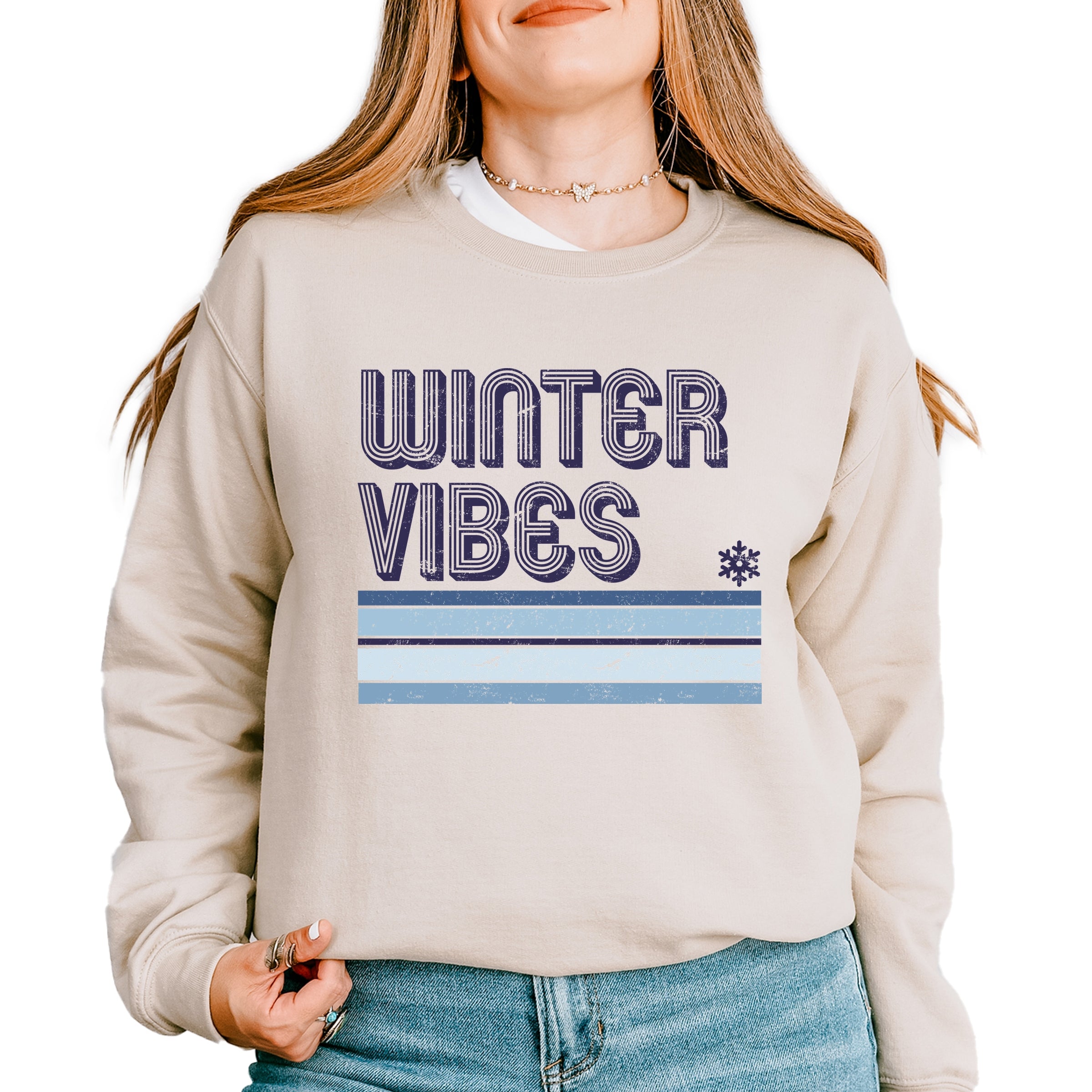 Winter Vibes Stripes - Women's Graphic Sweatshirt