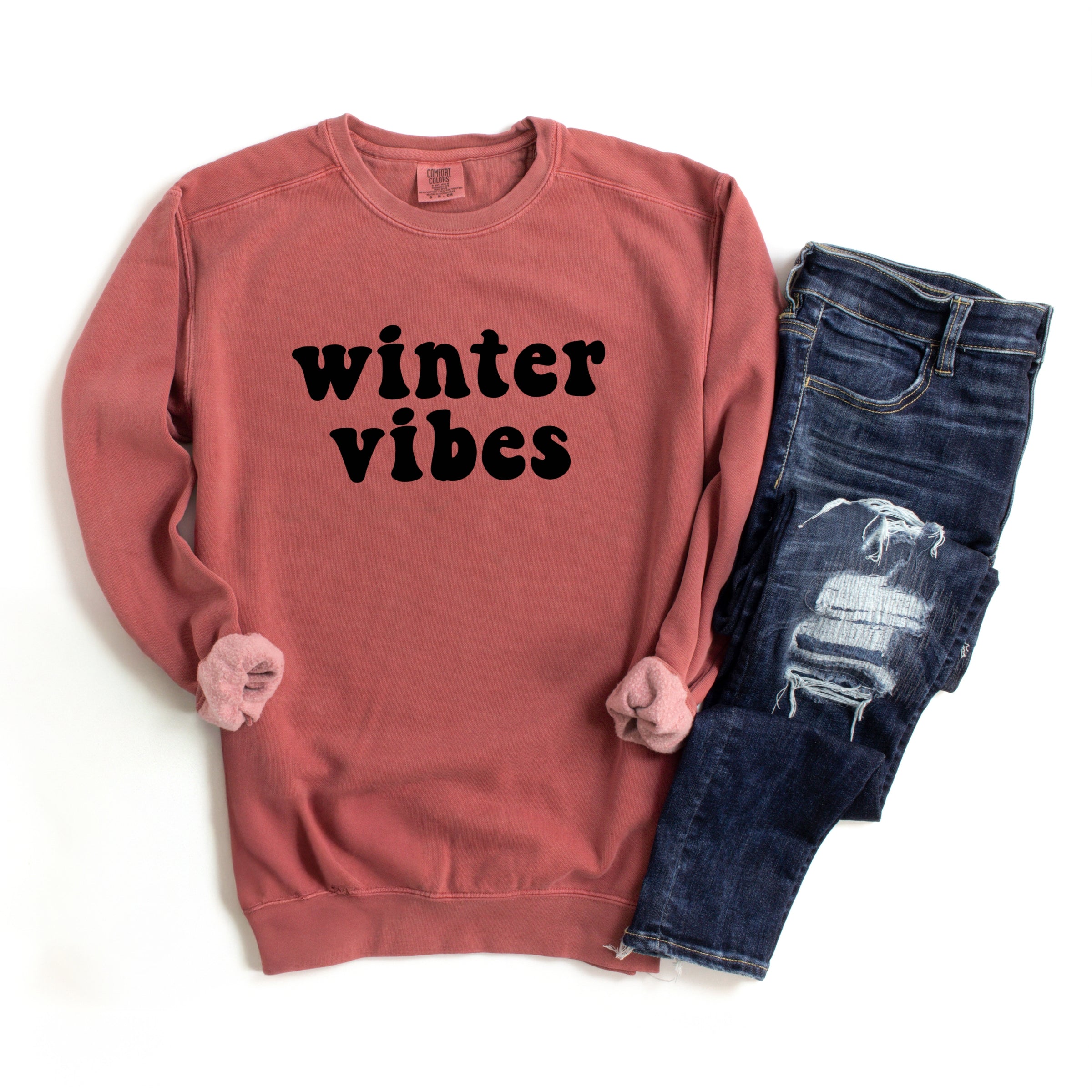 Retro Winter Vibes - Women's Garment Dyed Graphic Sweatshirt