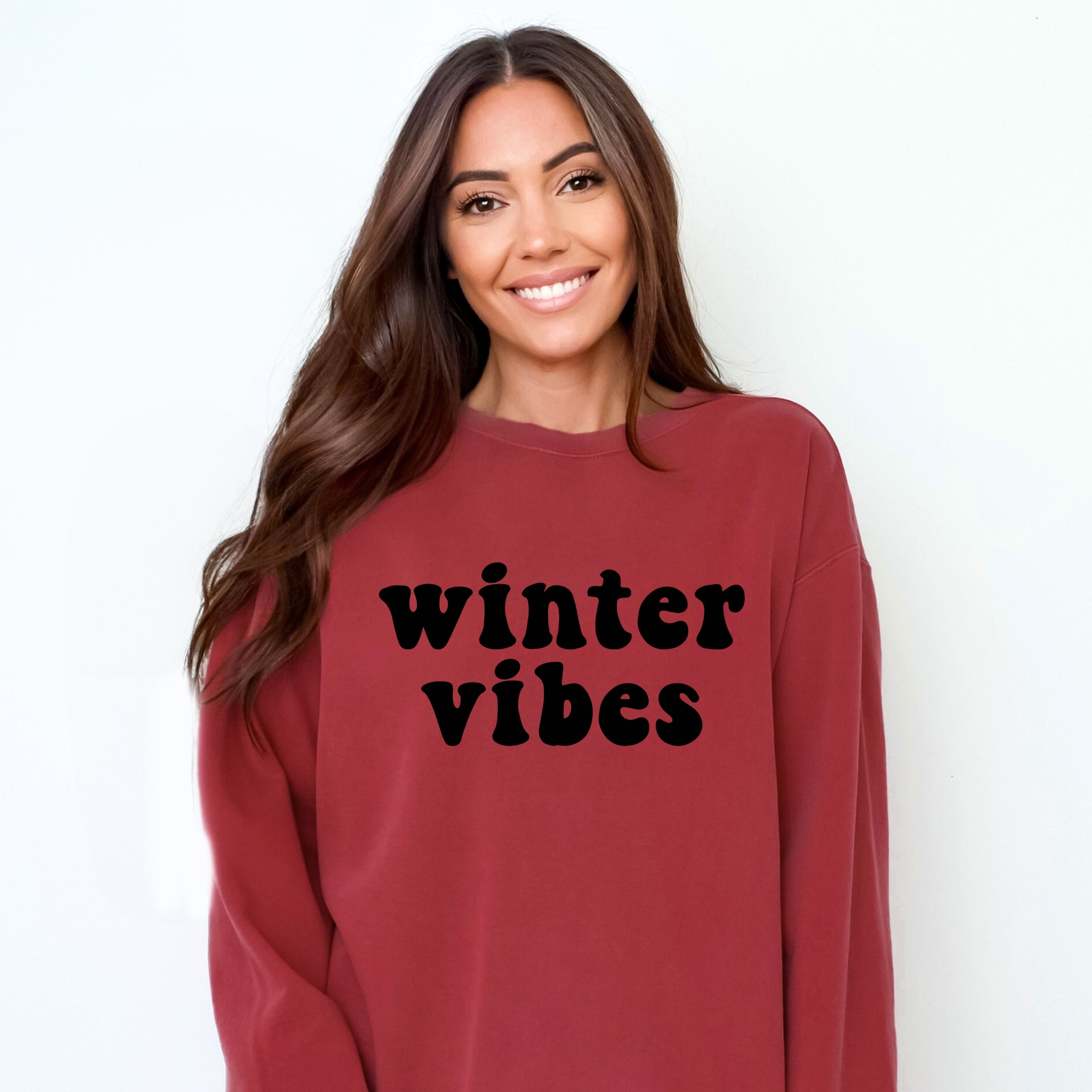 Retro Winter Vibes - Women's Garment Dyed Graphic Sweatshirt