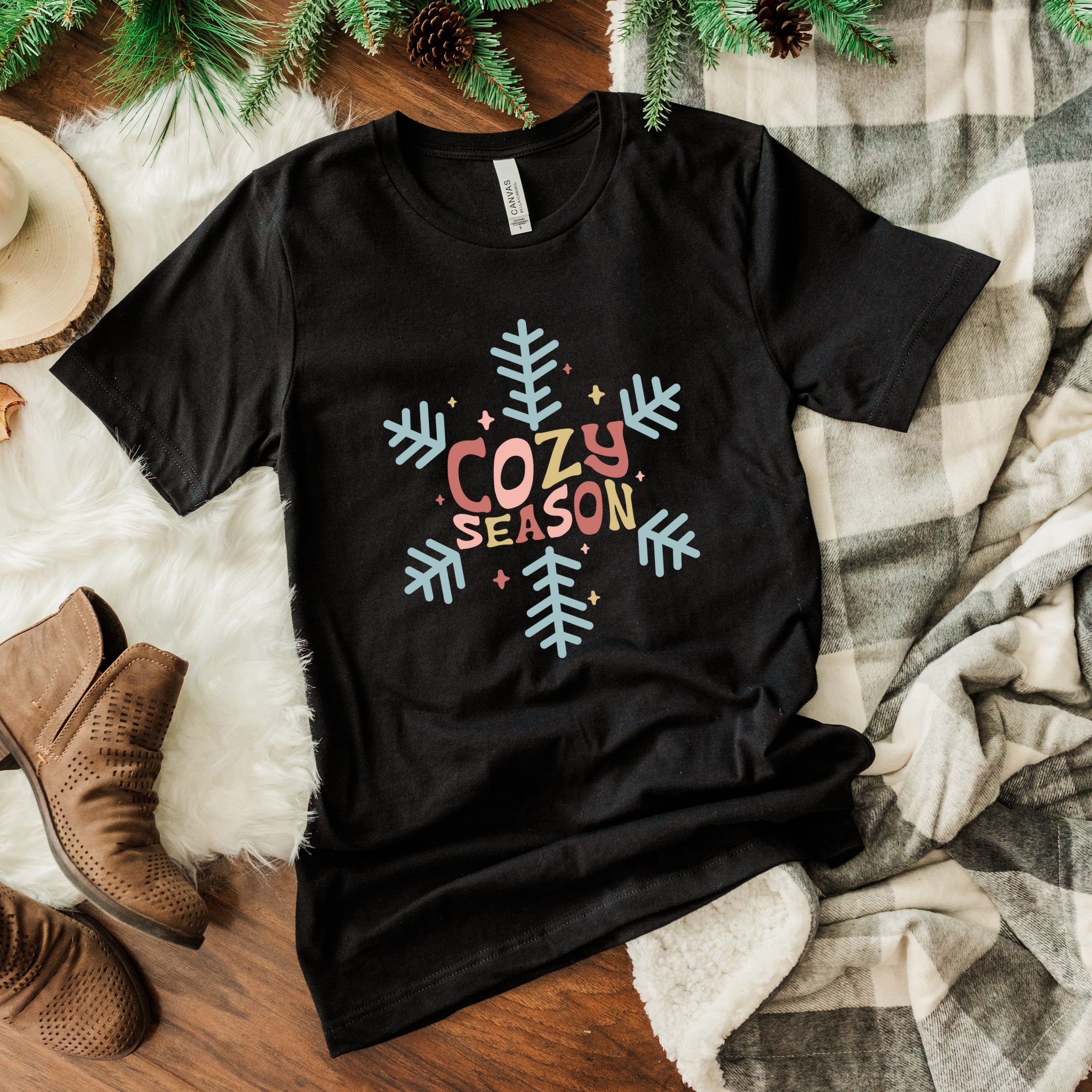 Cozy Season Colorful - Women's Short Sleeve Graphic T-Shirt