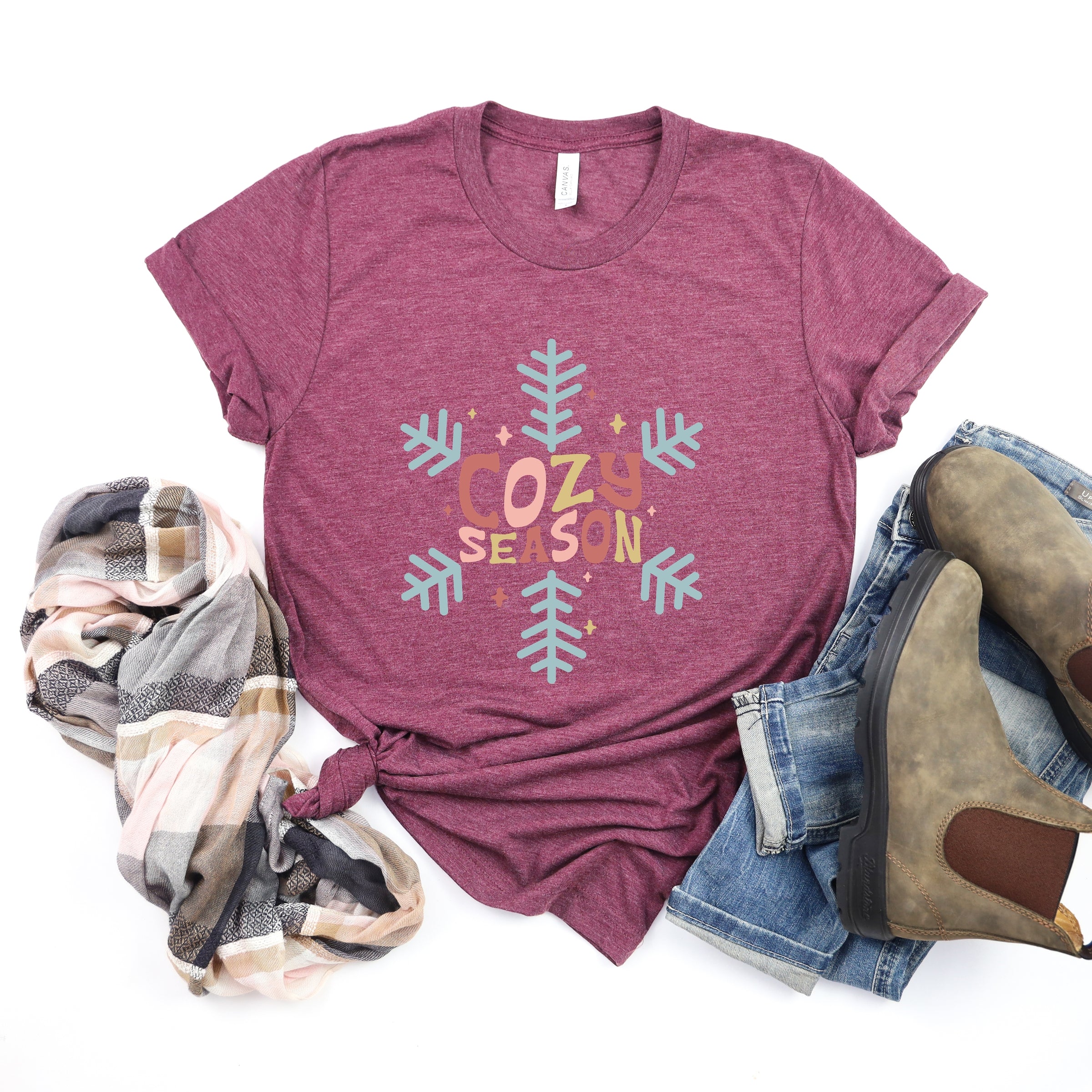 Cozy Season Colorful - Women's Short Sleeve Graphic T-Shirt