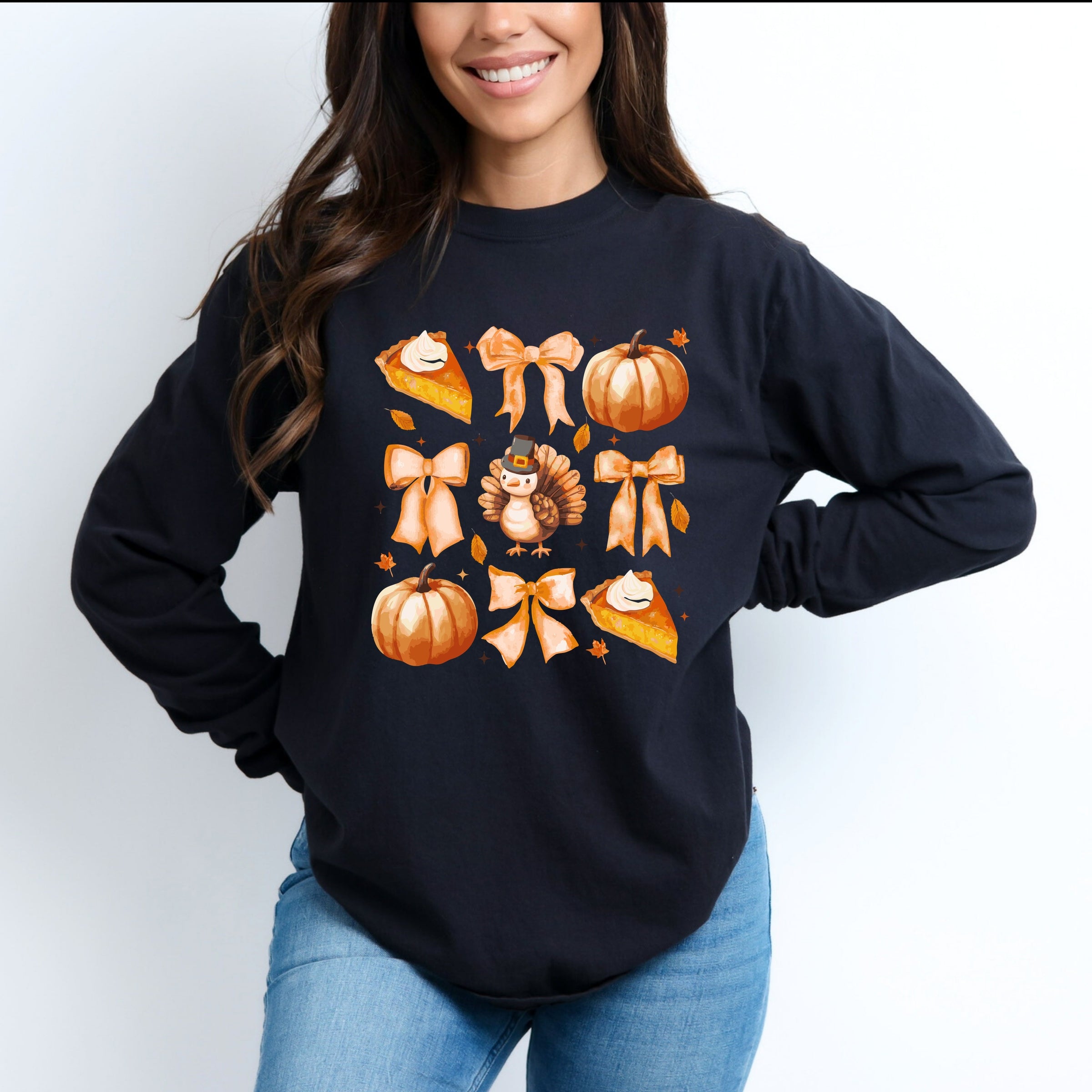 Coquette Turkey Pie - Women's Garment Dyed Long Sleeve Graphic T-Shirt