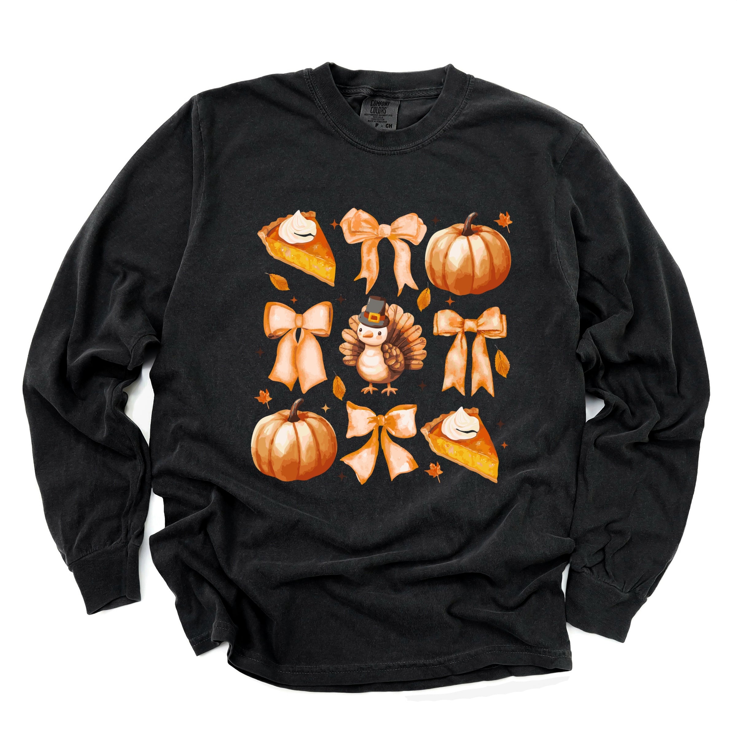 Coquette Turkey Pie - Women's Garment Dyed Long Sleeve Graphic T-Shirt