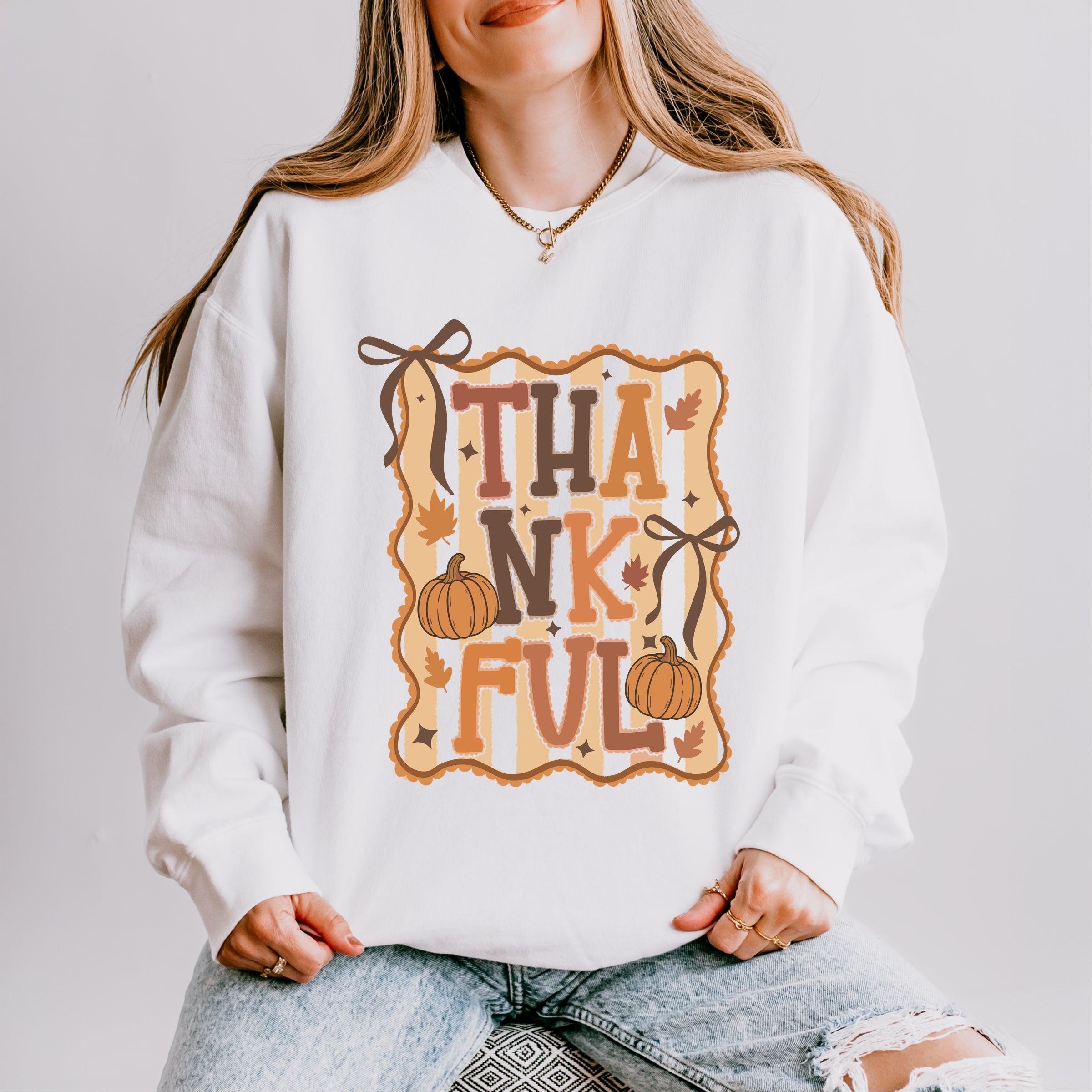 Coquette Thankful Stripes - Women's Lightweight Garment Dyed Sweatshirt