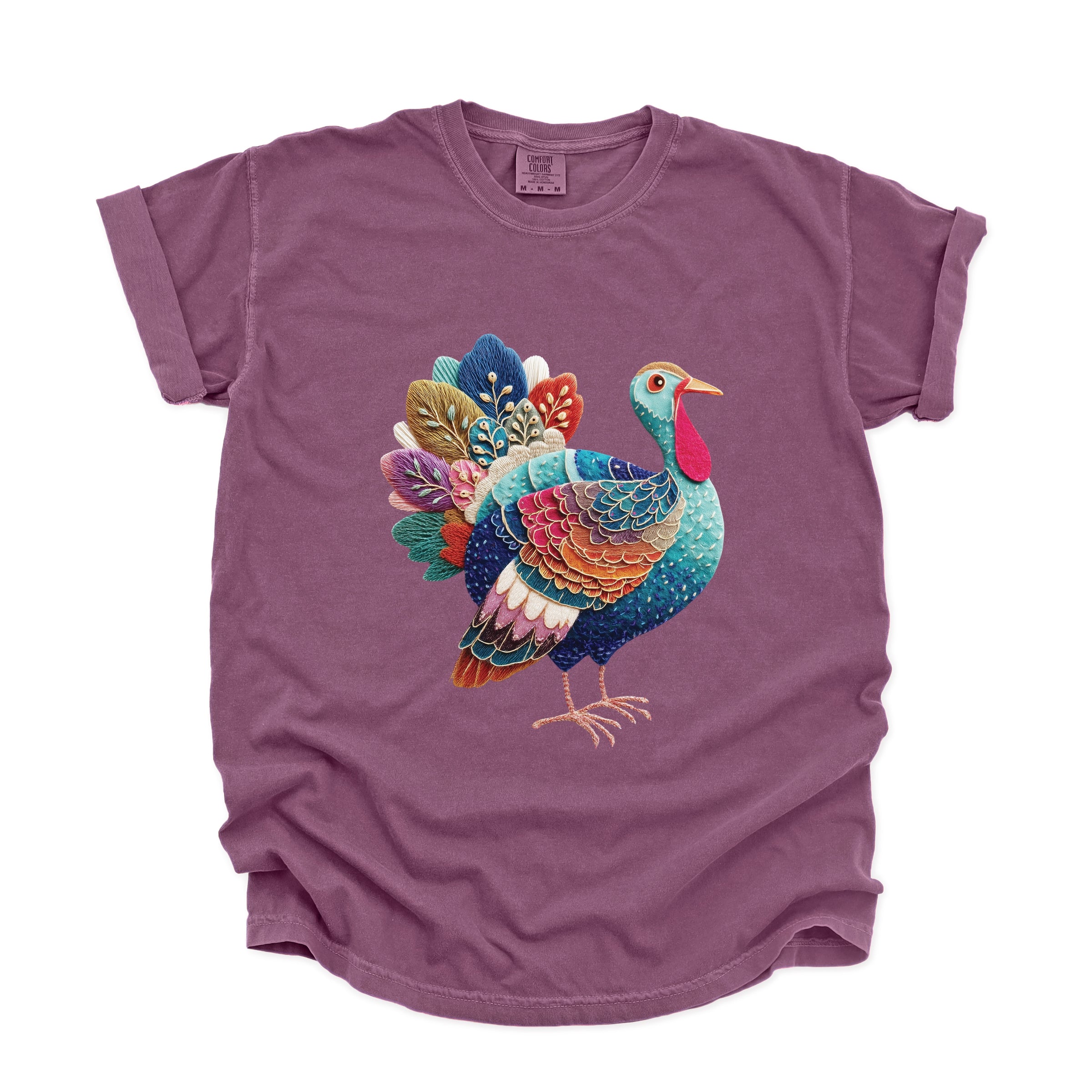 Turkey Patchwork Print - Women's Garment Dyed Graphic T-Shirt