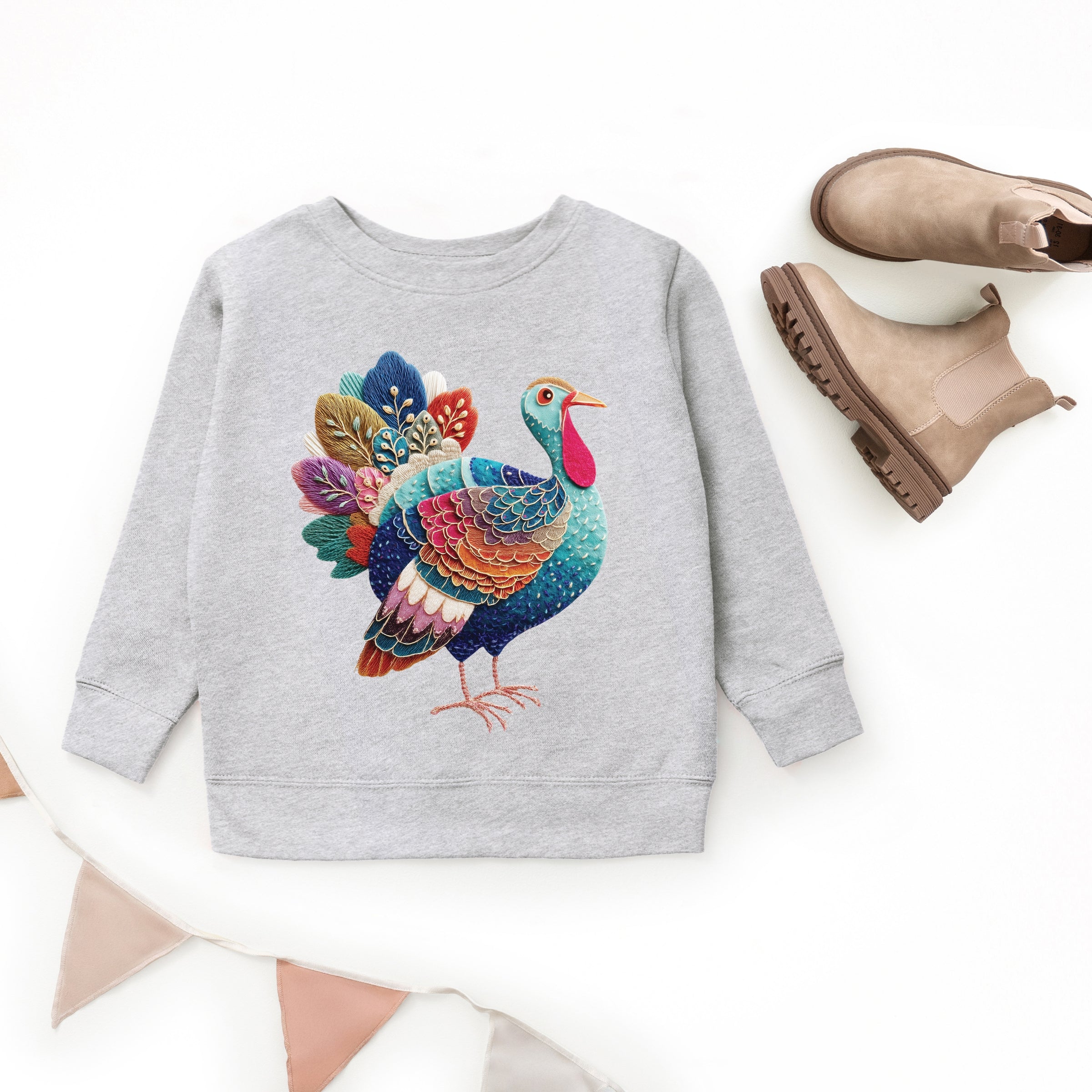 Turkey Patchwork Print - Youth Graphic Sweatshirt