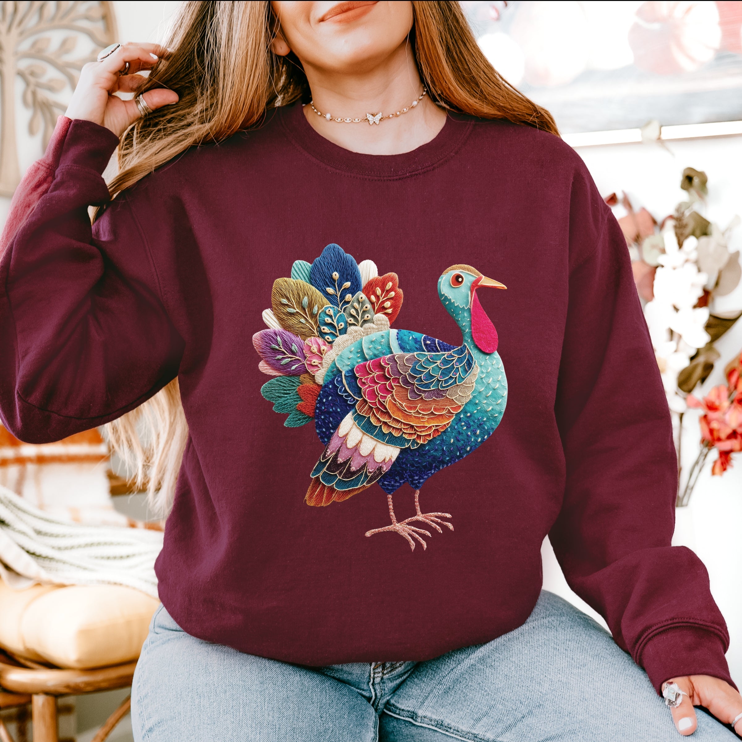 Turkey Patchwork Print - Women's Graphic Sweatshirt