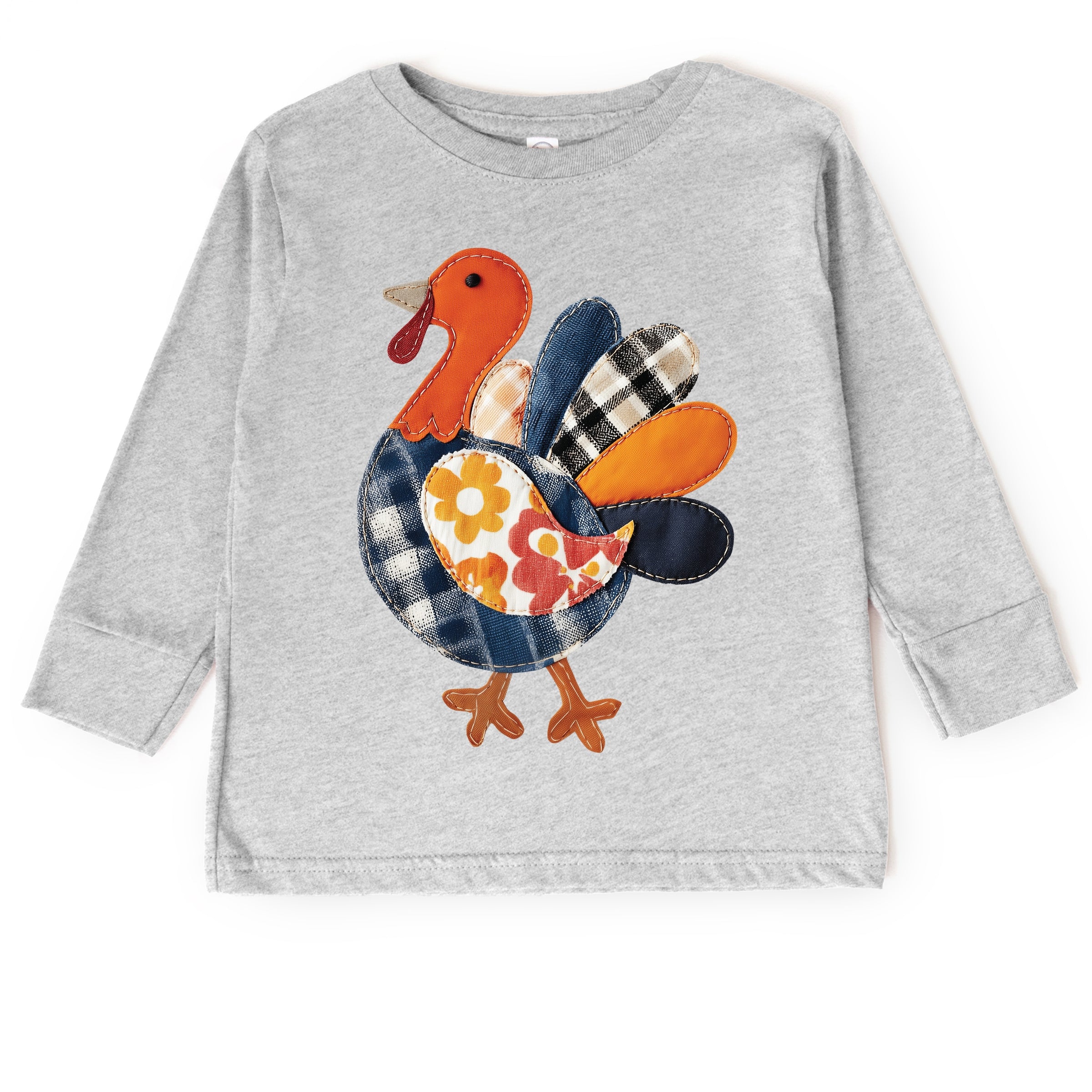 Plaid Turkey Patchwork Print - Toddler Long Sleeve Graphic Tee