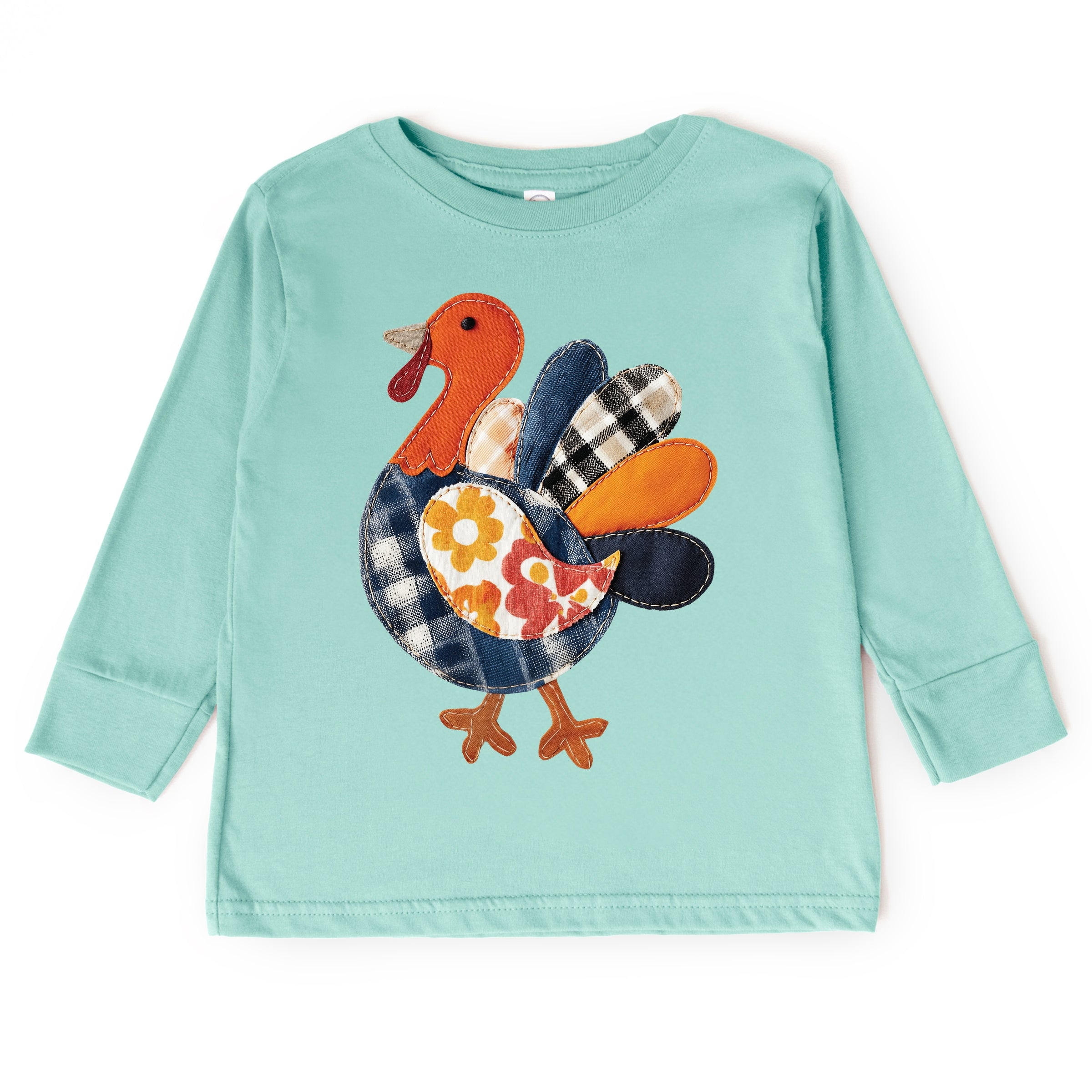 Plaid Turkey Patchwork Print - Toddler Long Sleeve Graphic Tee