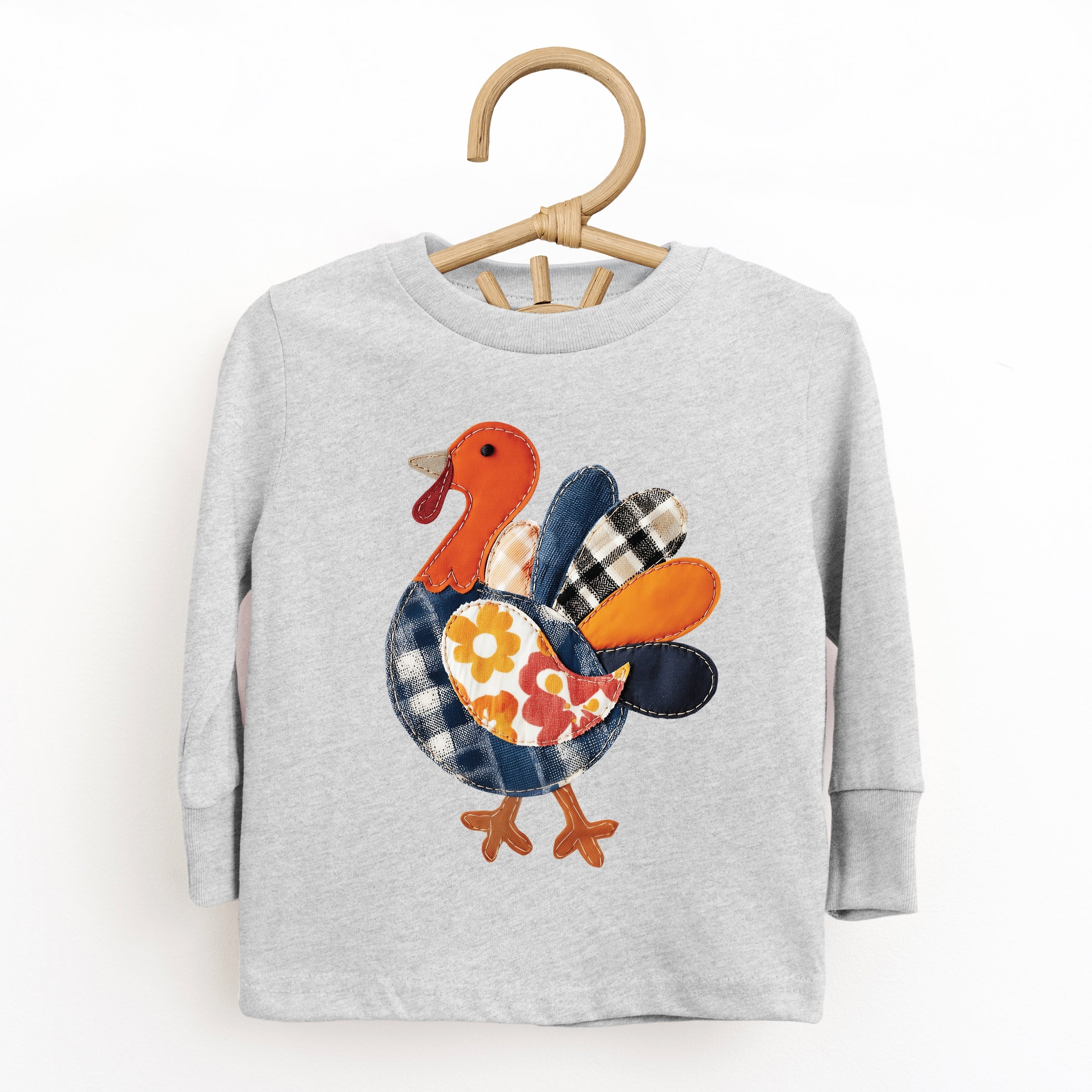 Plaid Turkey Patchwork Print - Toddler Long Sleeve Graphic Tee