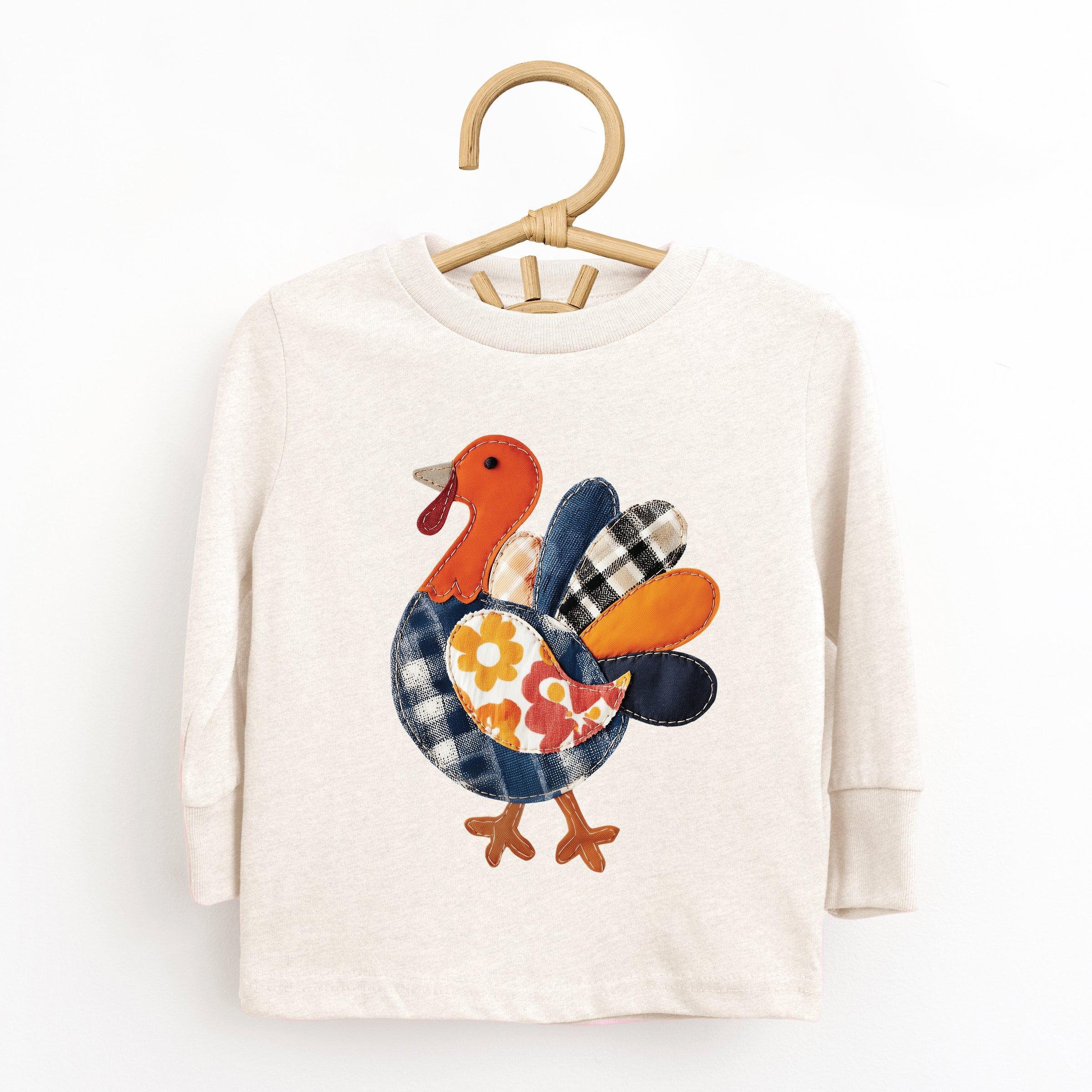 Plaid Turkey Patchwork Print - Toddler Long Sleeve Graphic Tee