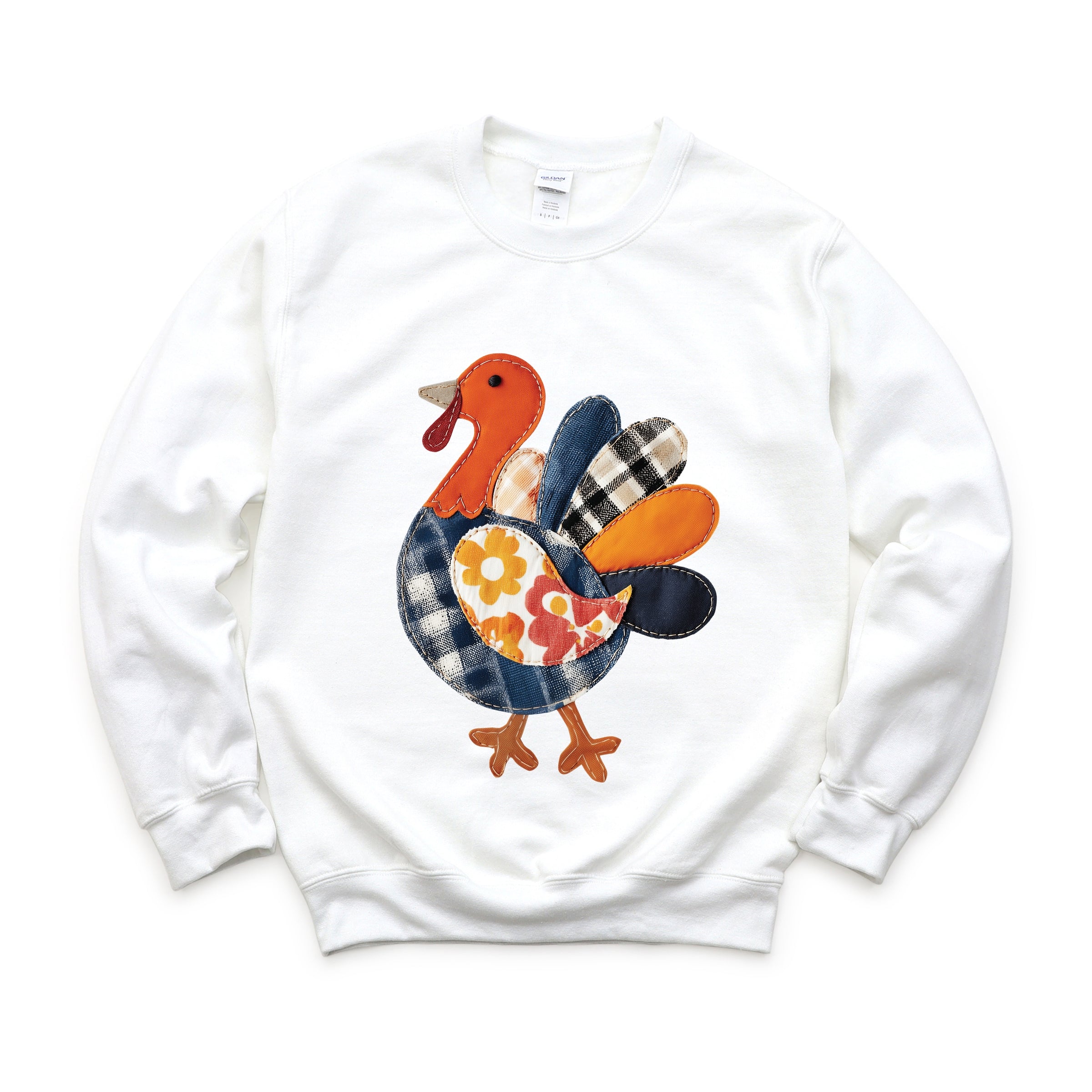 Plaid Turkey Patchwork Print - Women's Graphic Sweatshirt