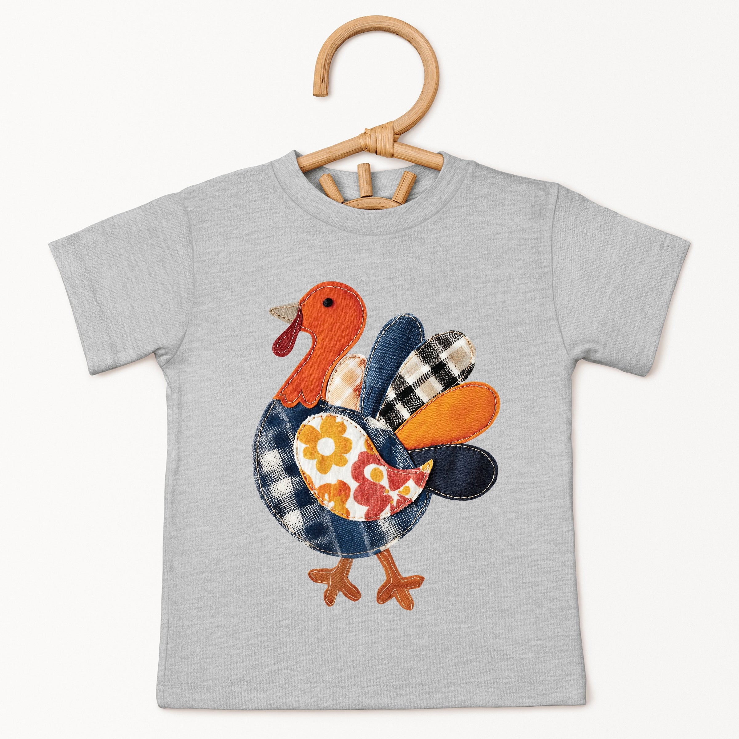 Plaid Turkey Patchwork Print - Toddler Short Sleeve Graphic T-Shirt