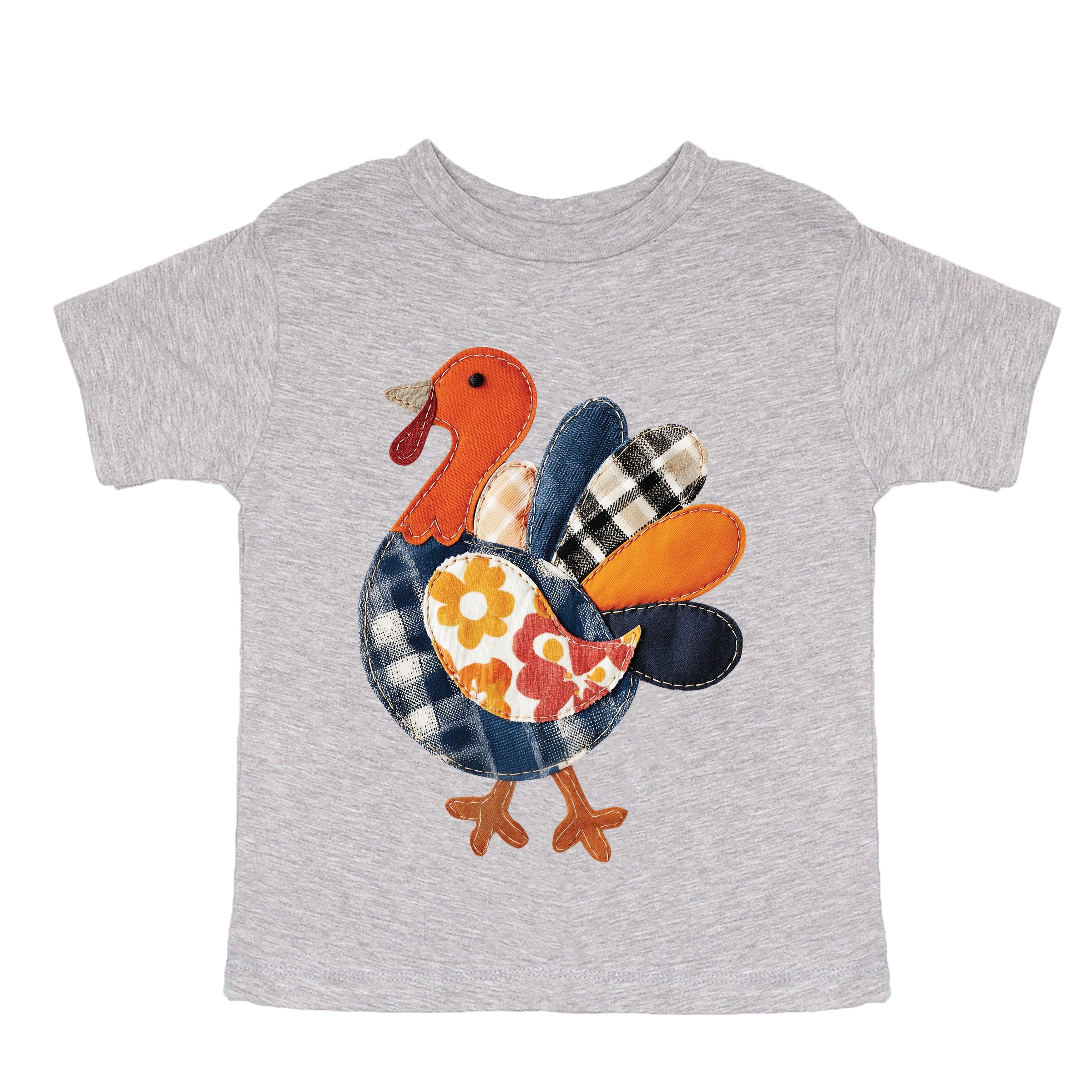 Plaid Turkey Patchwork Print - Toddler Short Sleeve Graphic T-Shirt