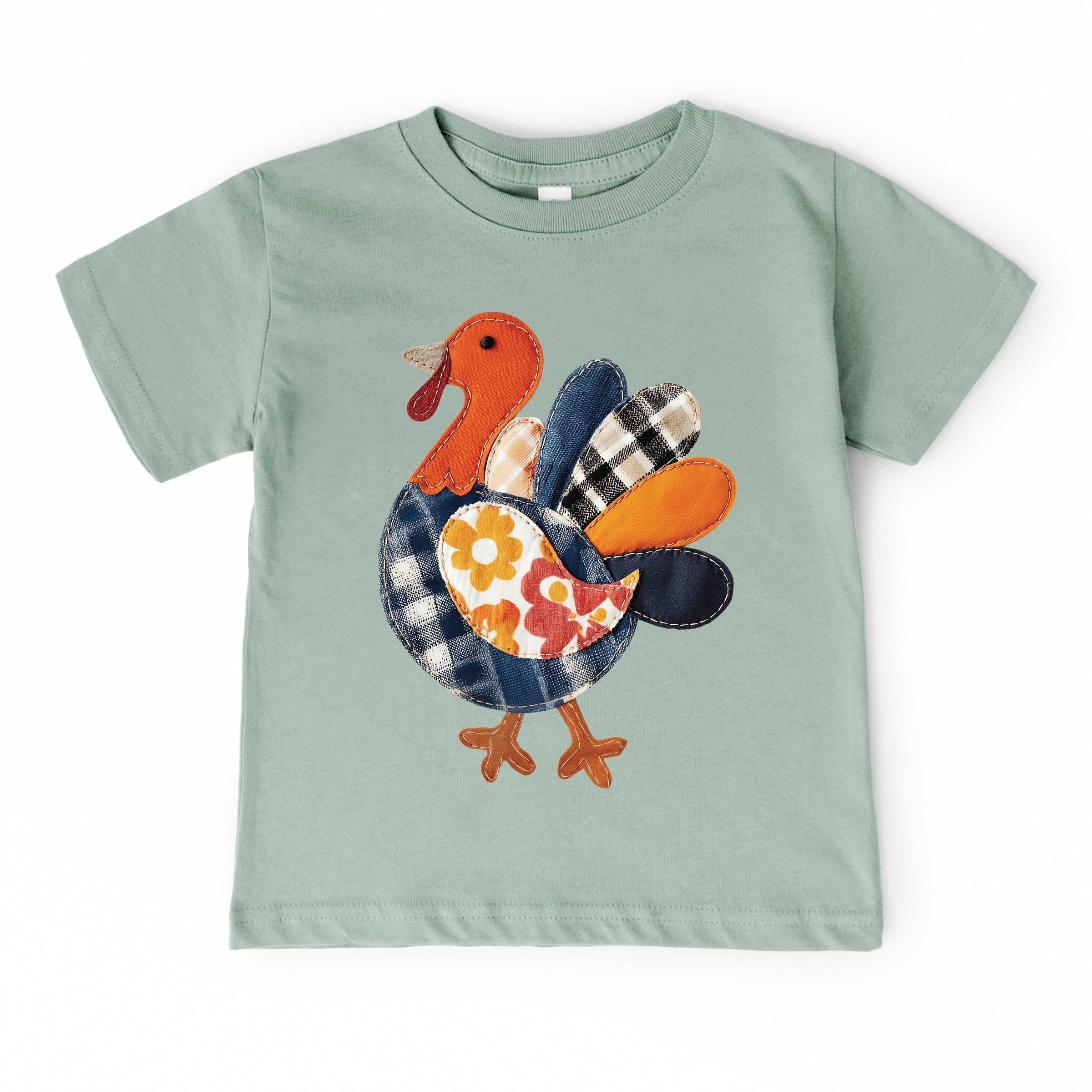 Plaid Turkey Patchwork Print - Toddler Short Sleeve Graphic T-Shirt