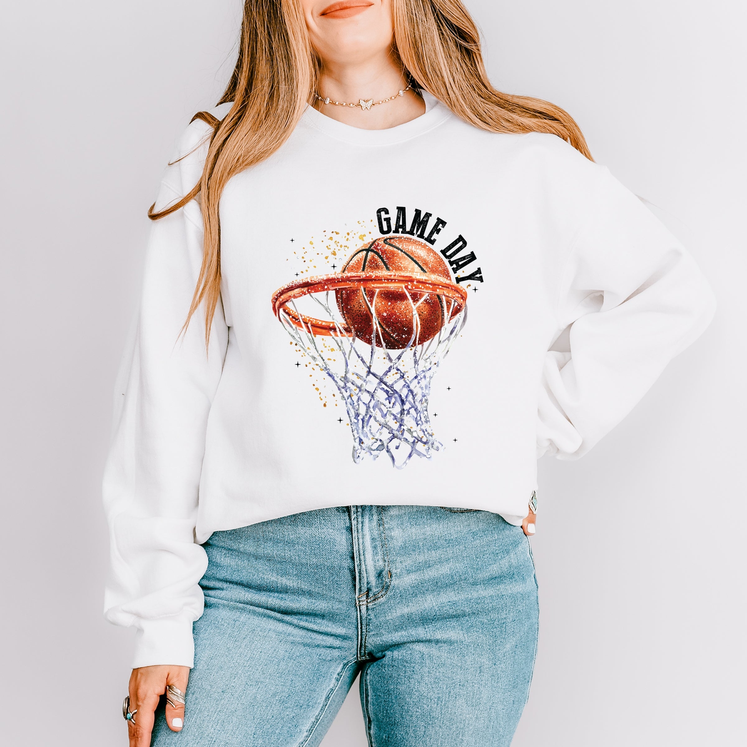 Basketball Game Day Hoop - Women's Graphic Sweatshirt