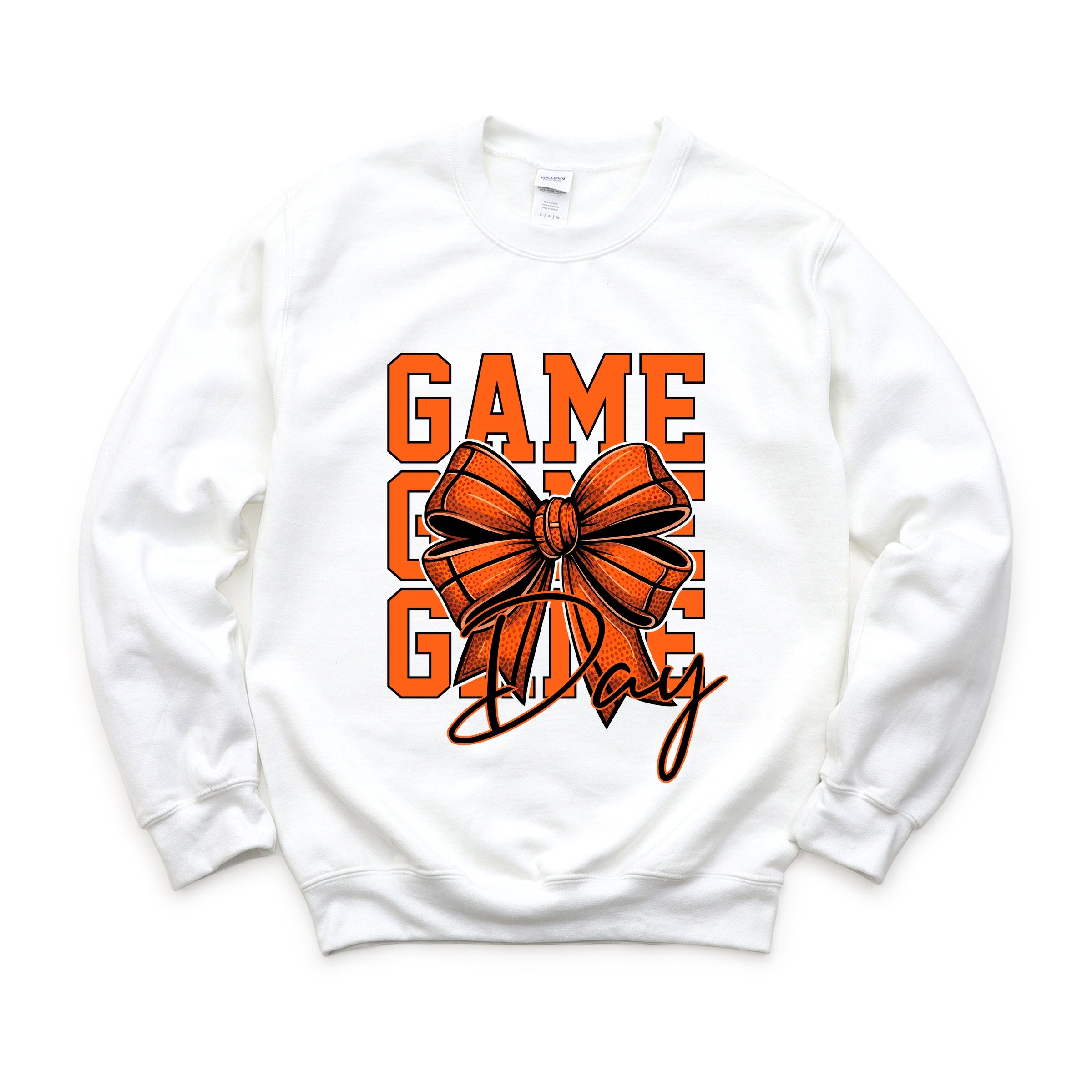 Coquette Basketball Bow Game Day Stacked - Women's Graphic Sweatshirt
