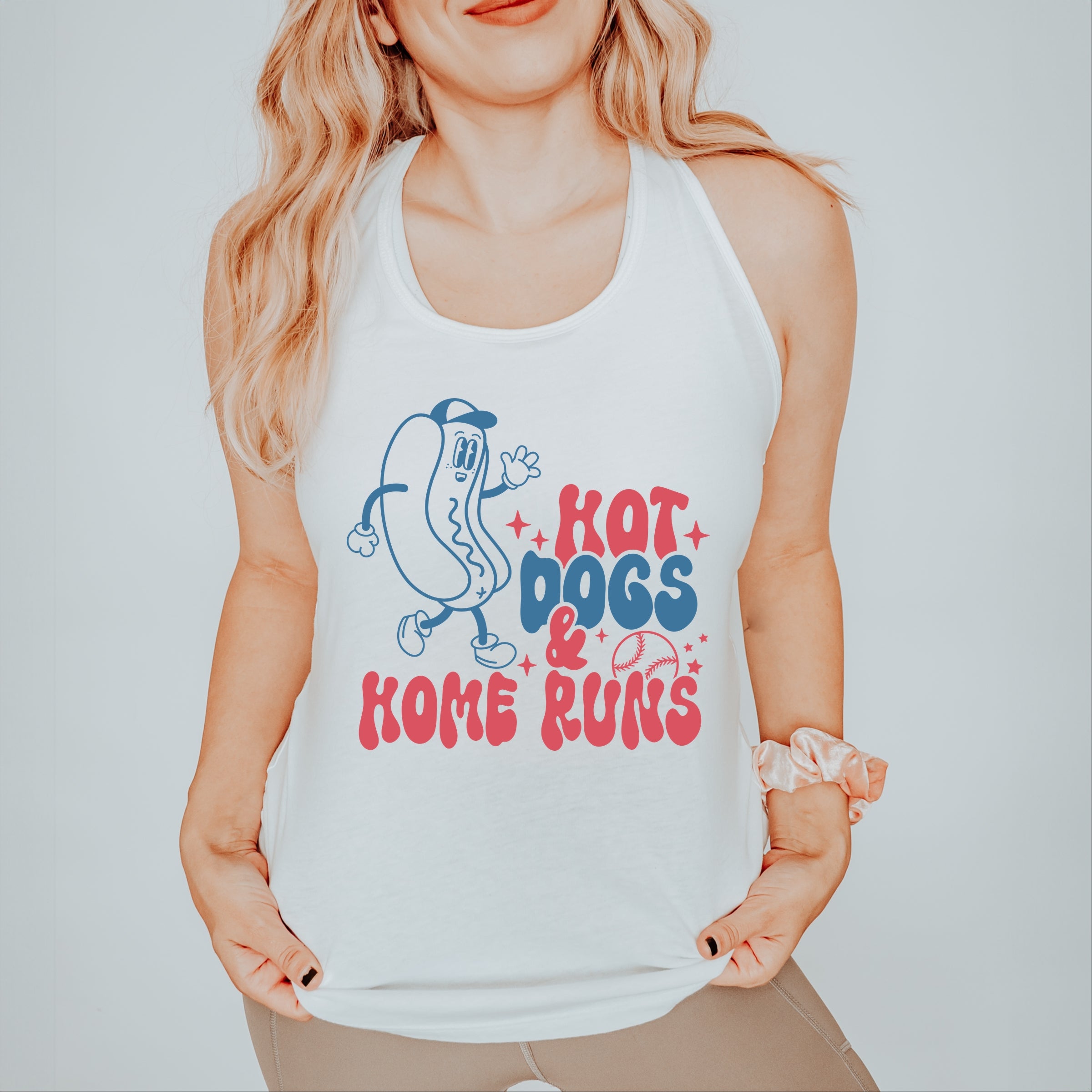 Hot Dogs And Home Runs - Women's Graphic Racerback Tank Top