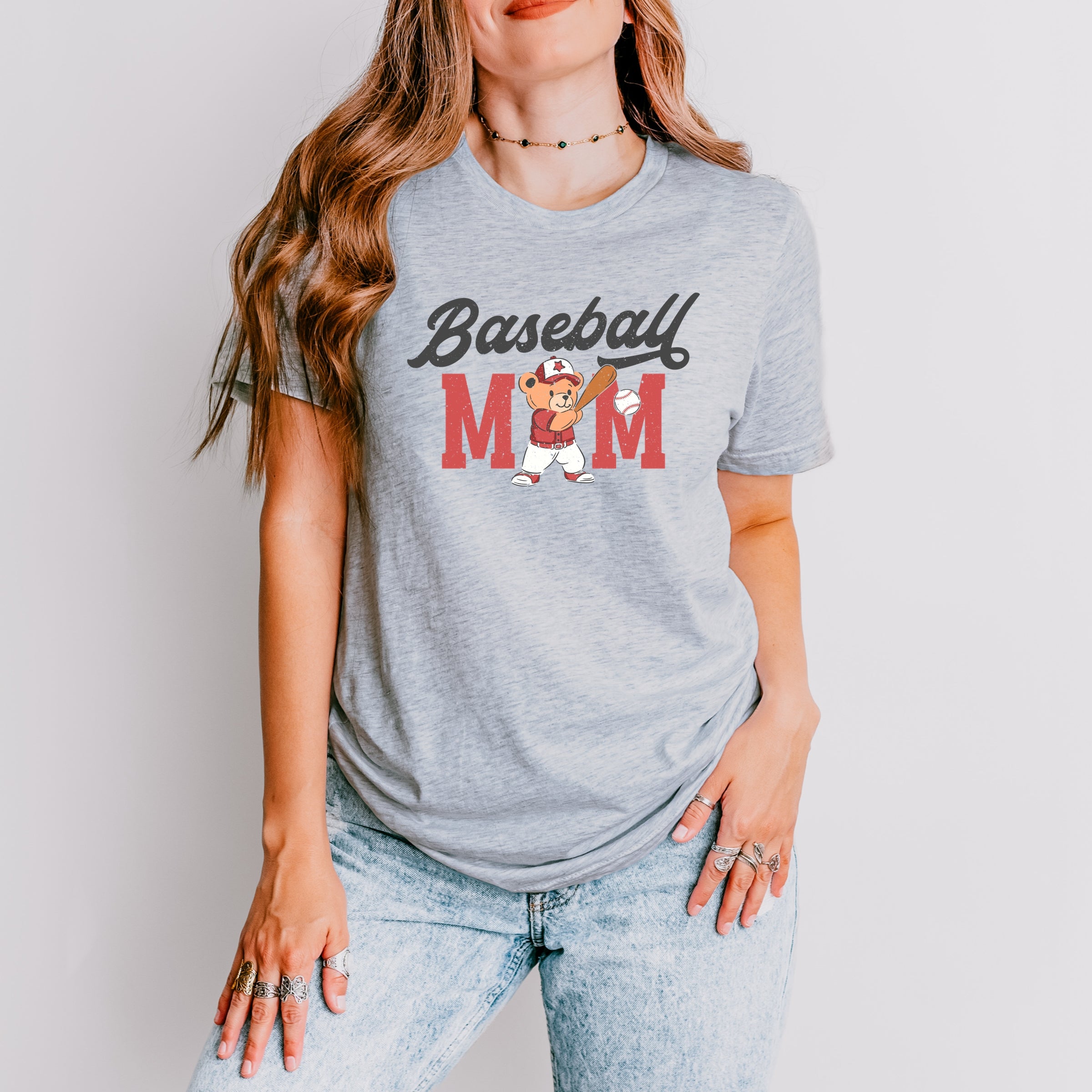 Baseball Mom Teddy Bear - Women's Short Sleeve Graphic T-Shirt