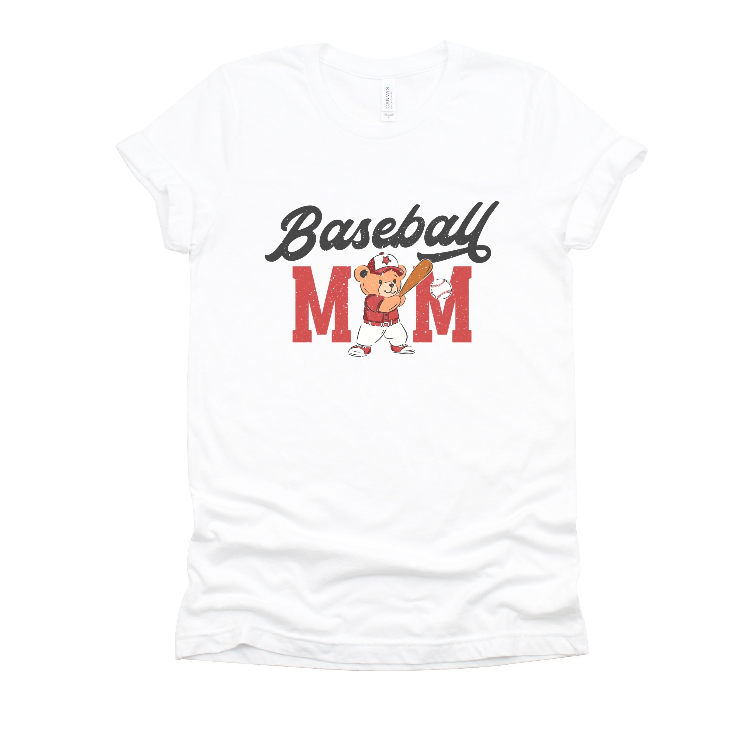 Baseball Mom Teddy Bear - Women's Short Sleeve Graphic T-Shirt