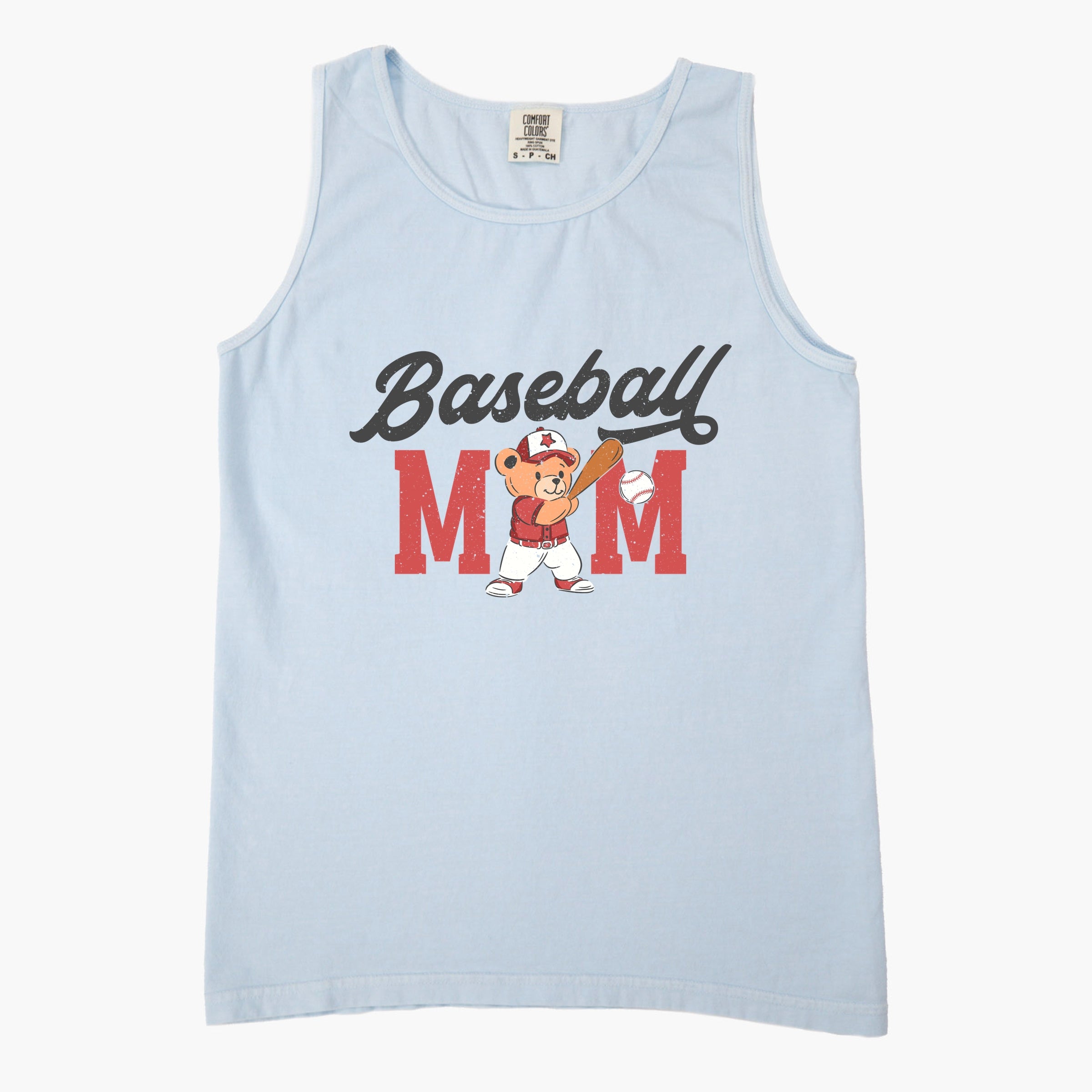 Baseball Mom Teddy Bear - Women's Garment Dyed Graphic Tank Top