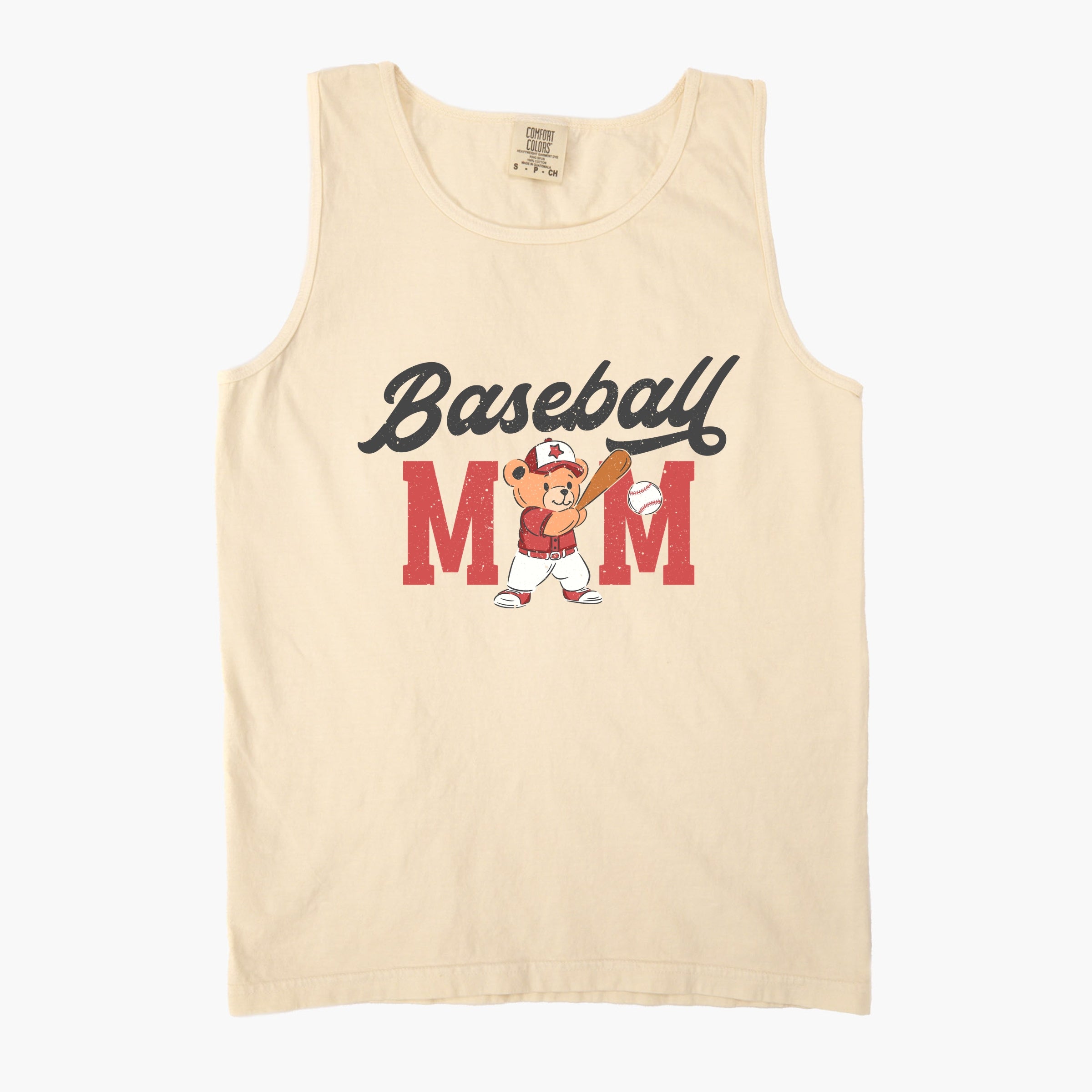 Baseball Mom Teddy Bear - Women's Garment Dyed Graphic Tank Top