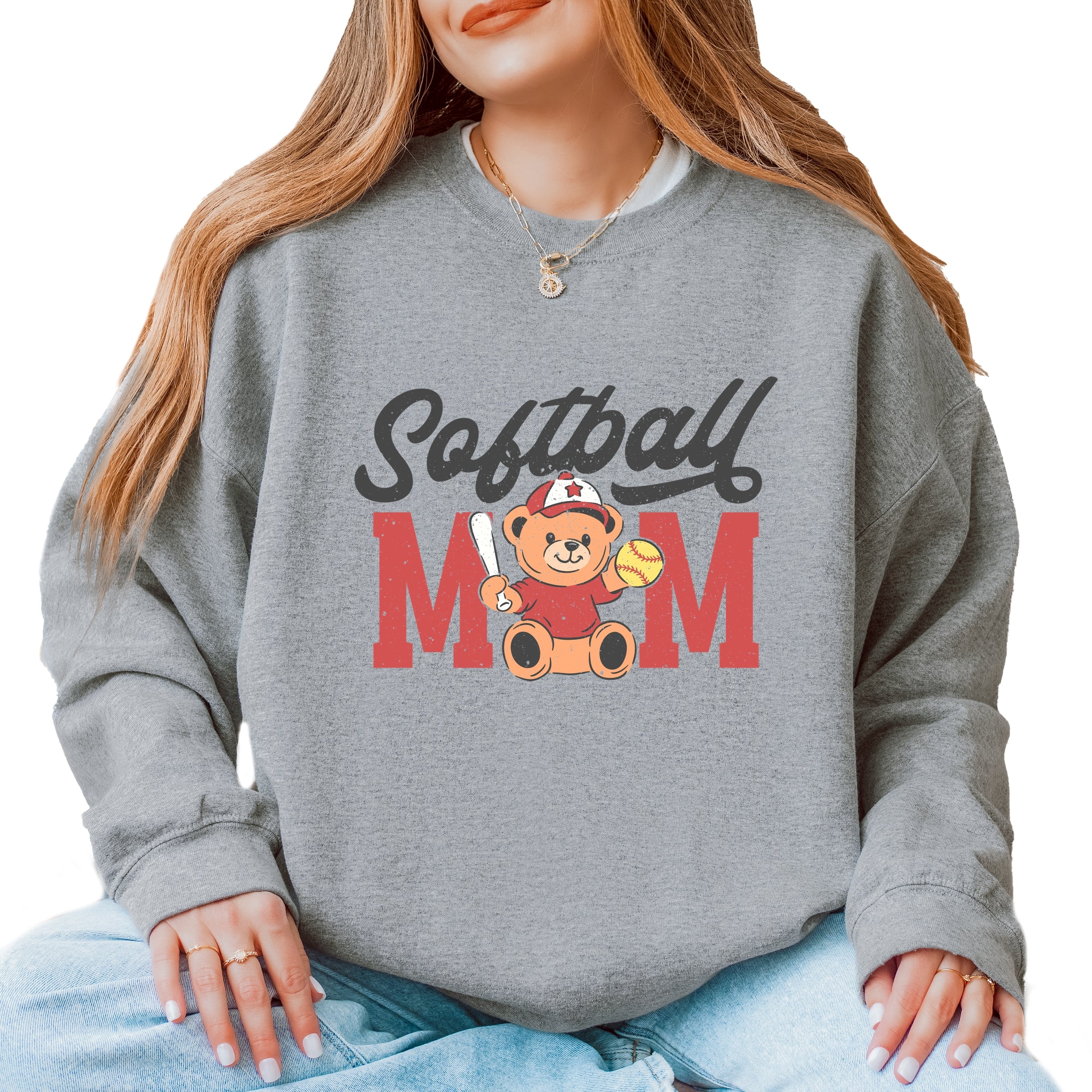 Softball Mom Teddy Bear - Women's Graphic Sweatshirt