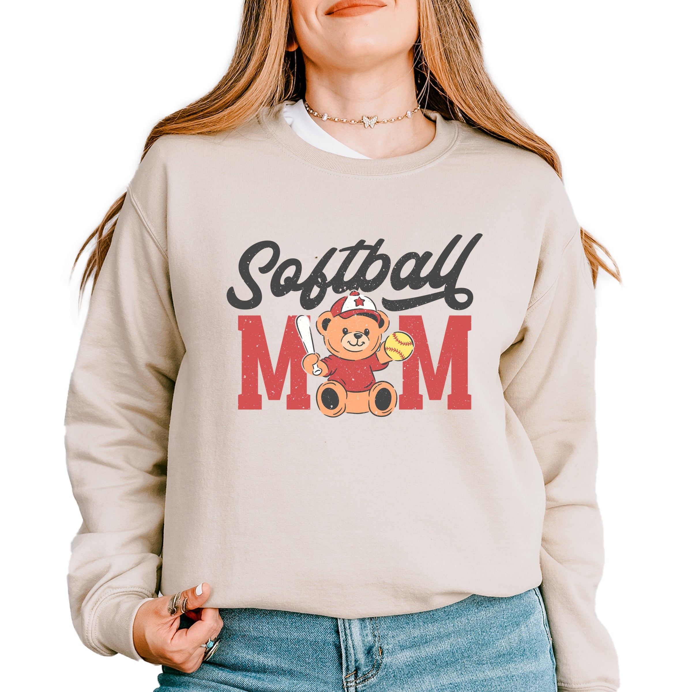 Softball Mom Teddy Bear - Women's Graphic Sweatshirt