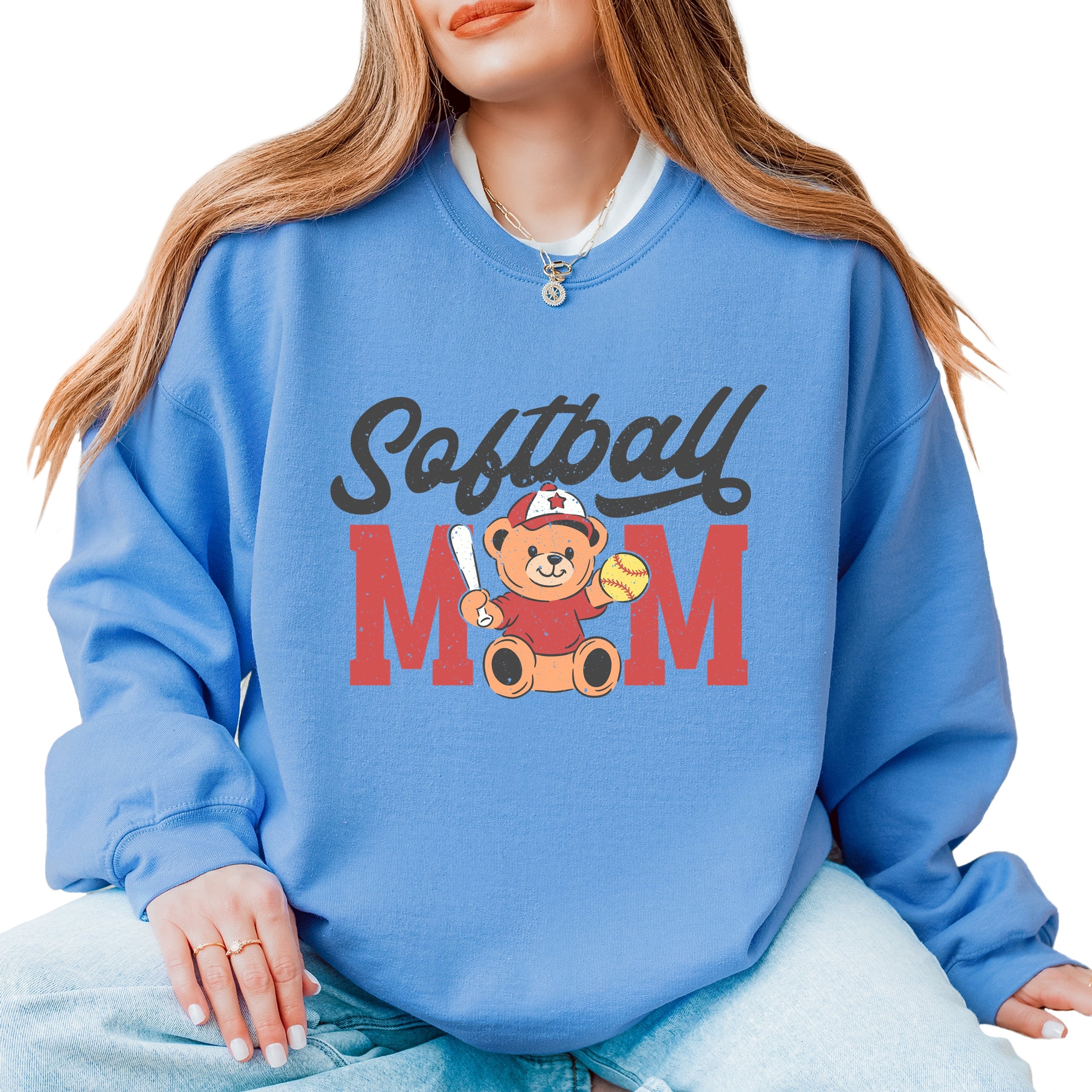 Softball Mom Teddy Bear - Women's Graphic Sweatshirt
