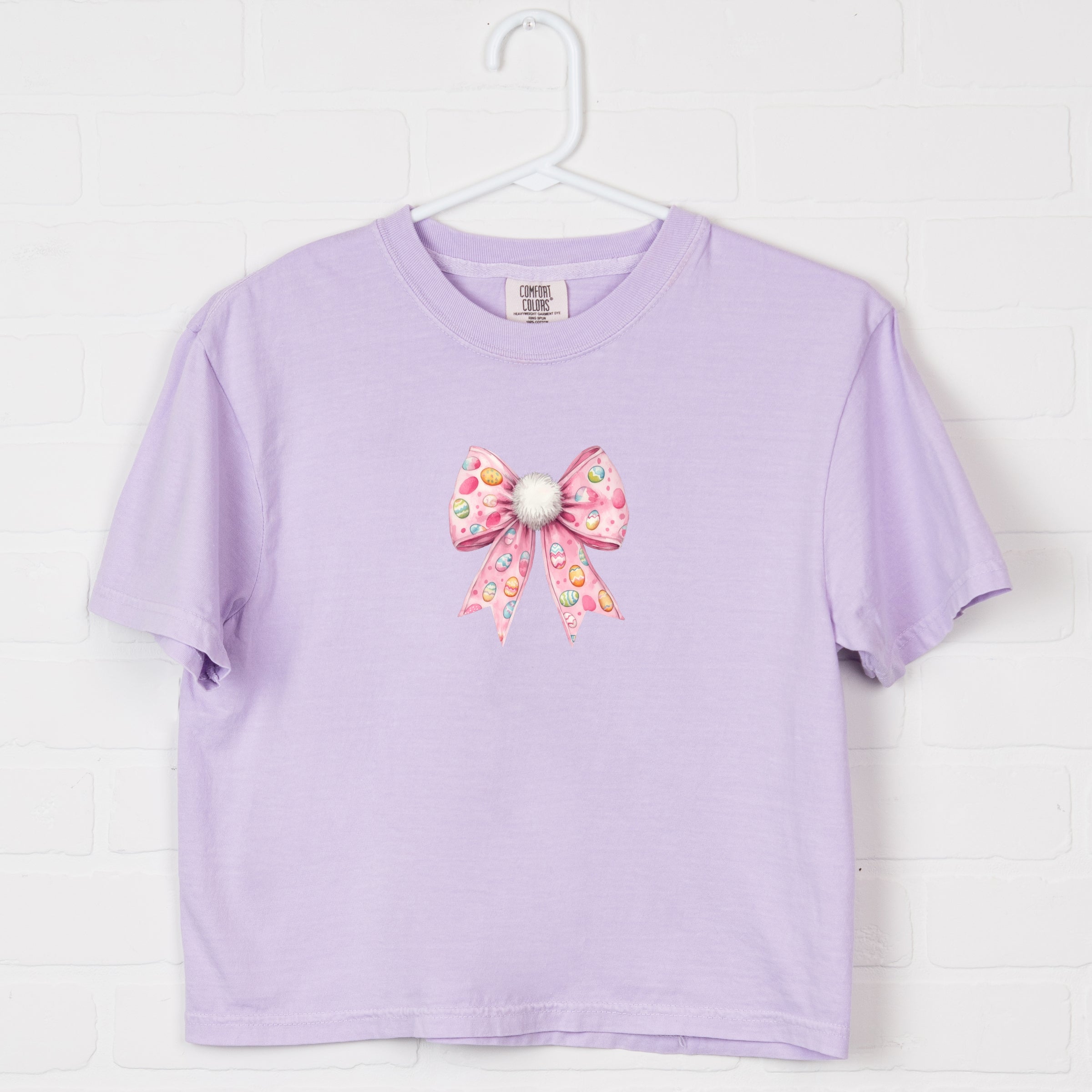 Easter Egg Bow Coquette - Women's Boxy Crop Top Graphic T-Shirt