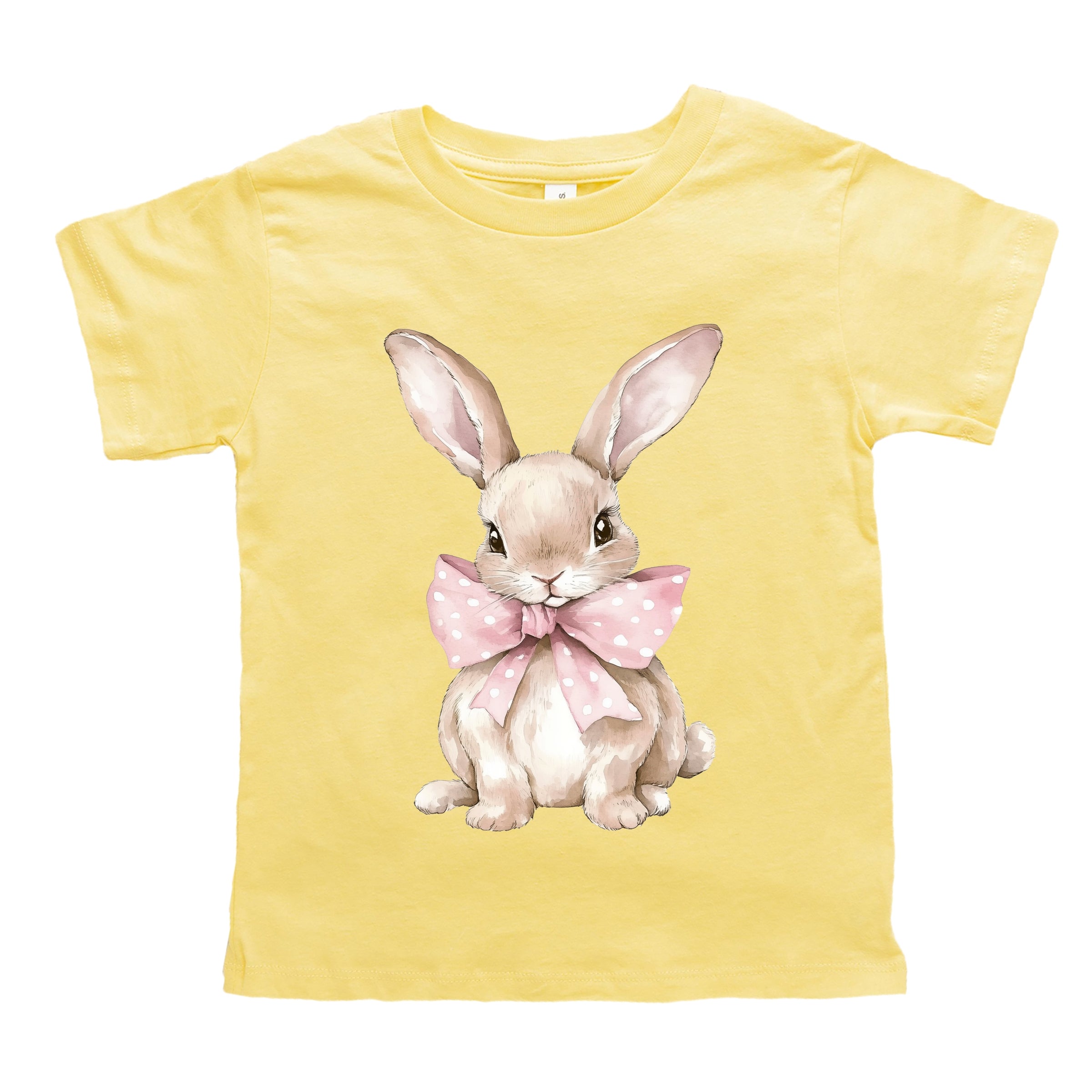 Bunny Watercolor With Bow - Toddler Short Sleeve Graphic T-Shirt
