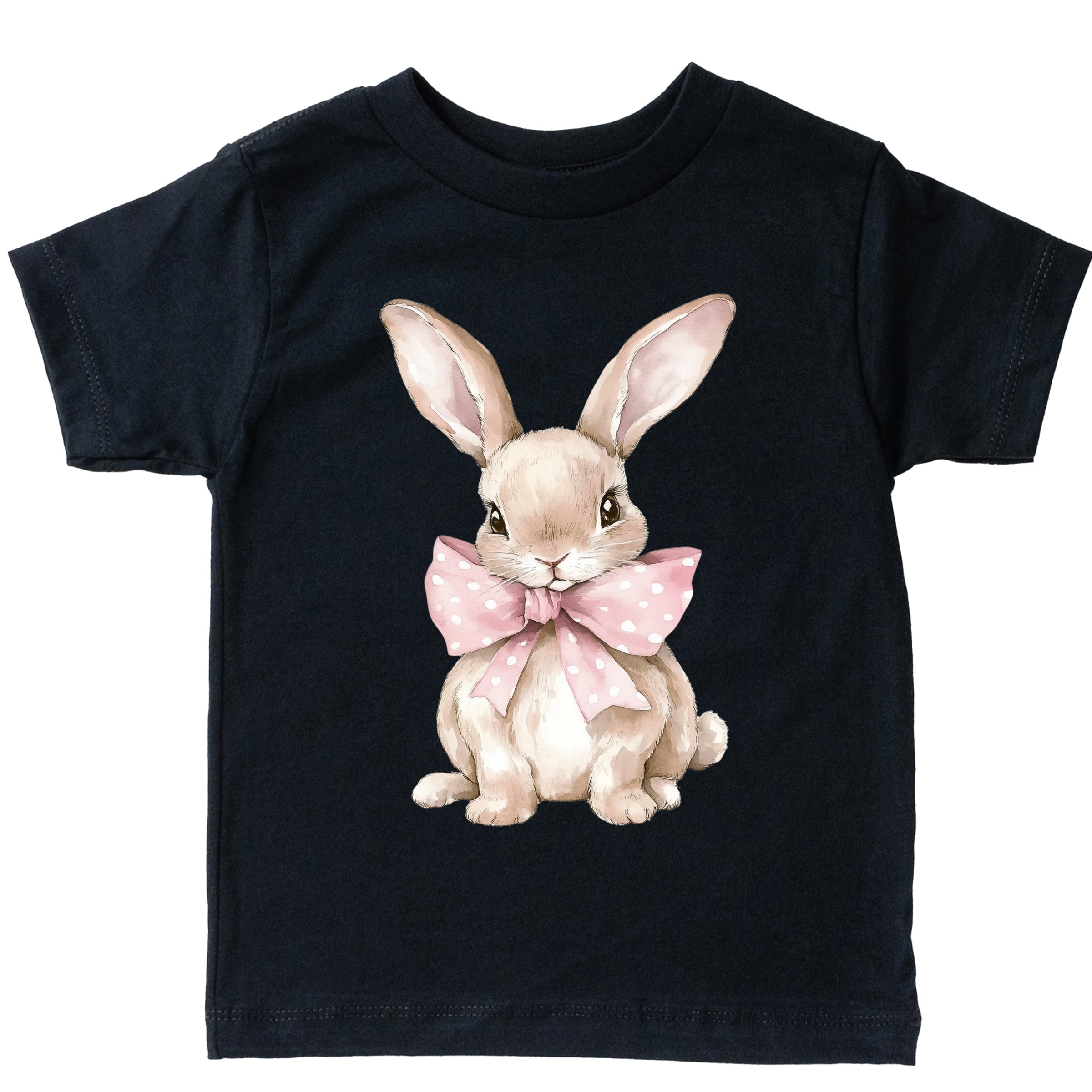 Bunny Watercolor With Bow - Toddler Short Sleeve Graphic T-Shirt