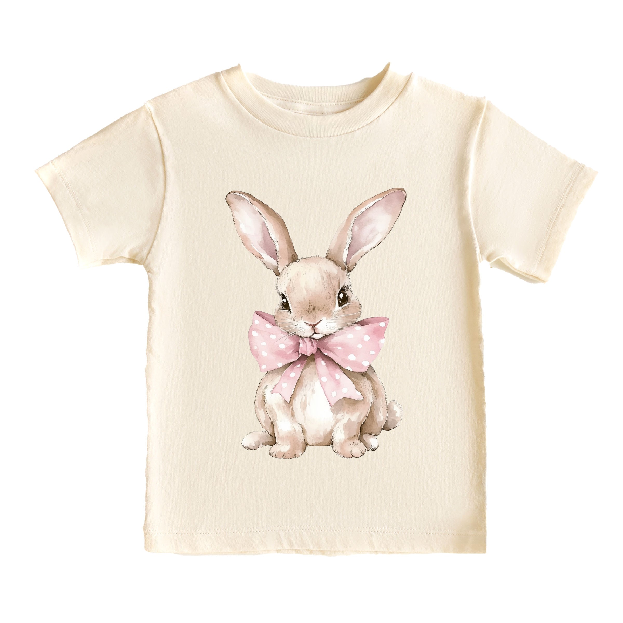 Bunny Watercolor With Bow - Toddler Short Sleeve Graphic T-Shirt
