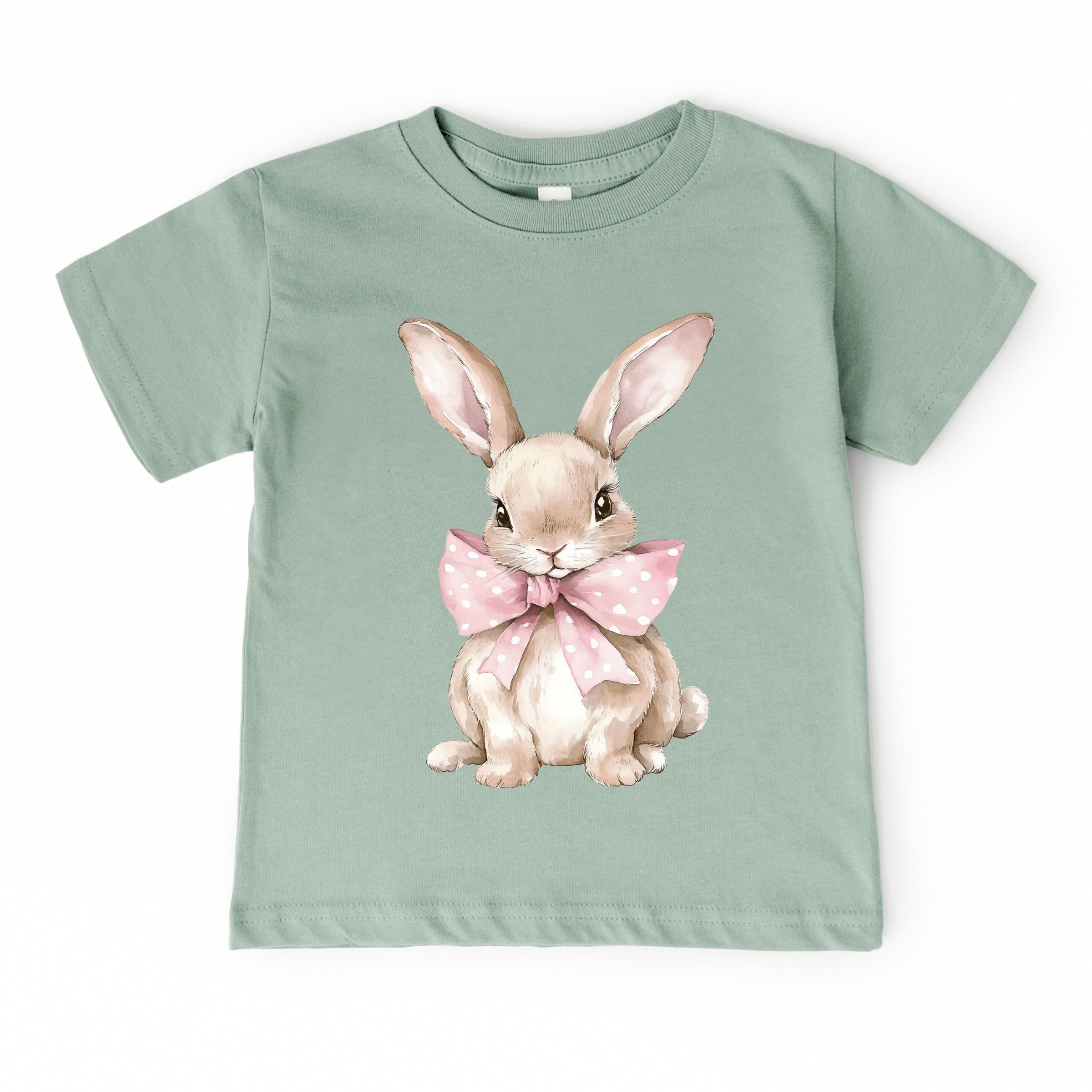 Bunny Watercolor With Bow - Toddler Short Sleeve Graphic T-Shirt