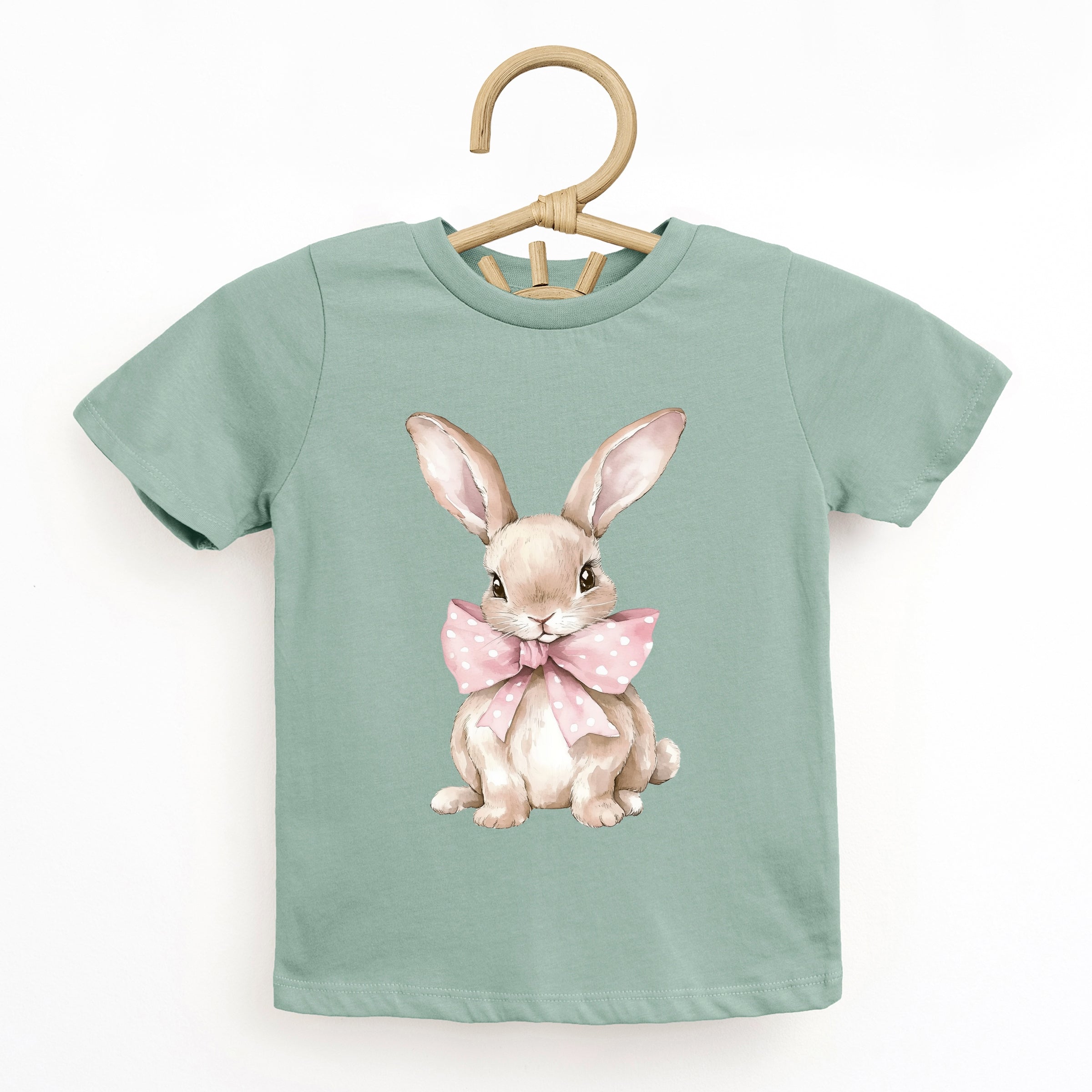 Bunny Watercolor With Bow - Toddler Short Sleeve Graphic T-Shirt