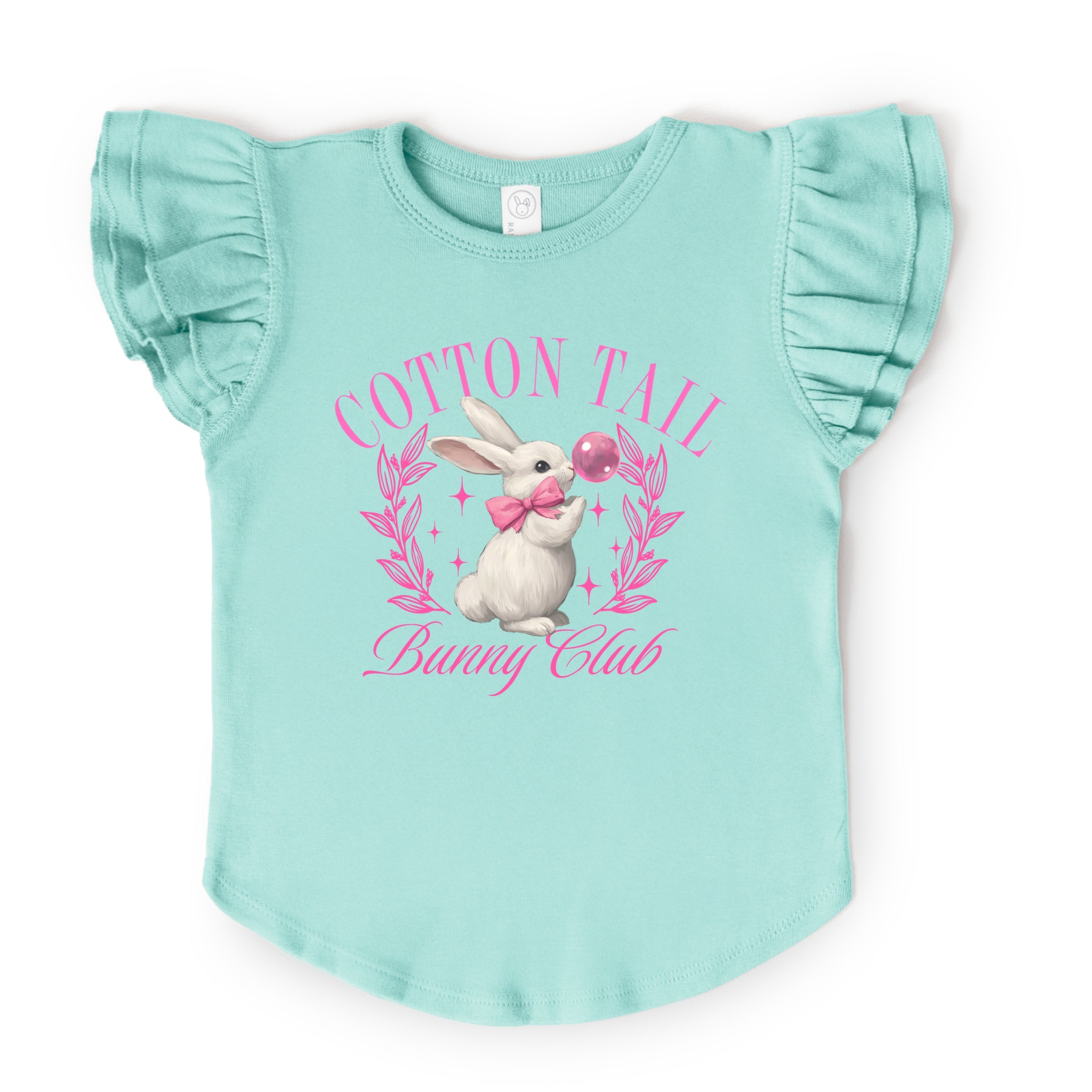 Cotton Tail Bunny Club Bubblegum - Flutter Sleeve Graphic T-Shirt