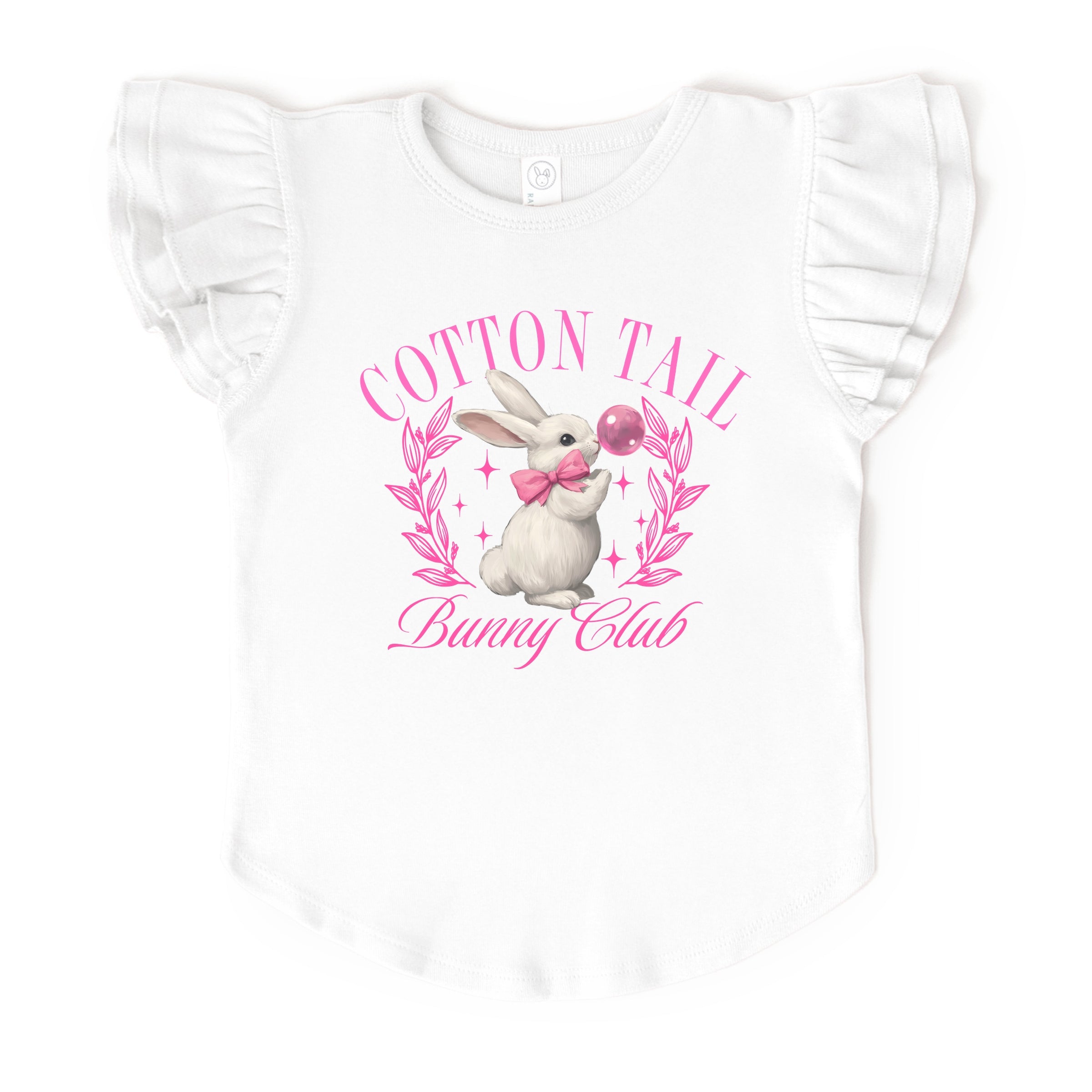 Cotton Tail Bunny Club Bubblegum - Flutter Sleeve Graphic T-Shirt