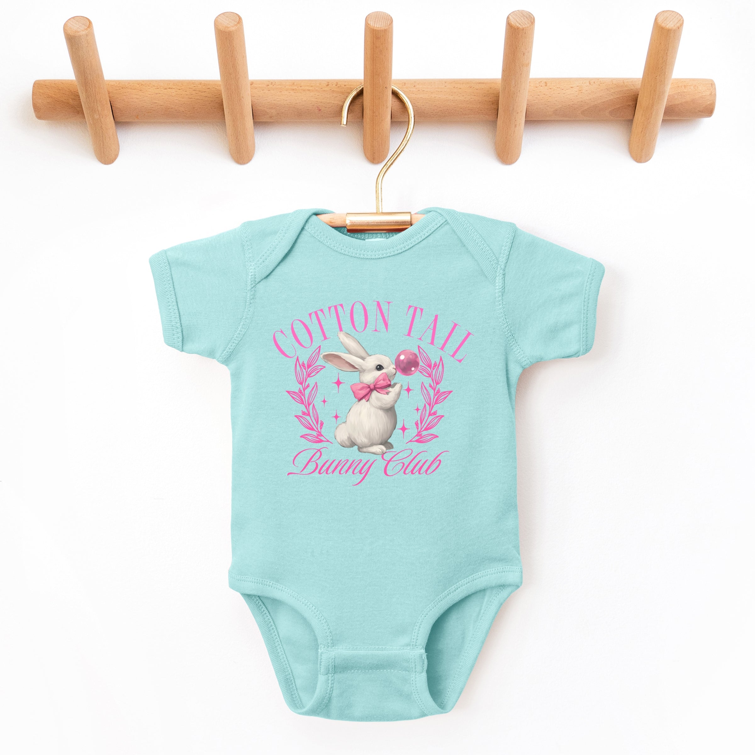 Cotton Tail Bunny Club Bubblegum - Baby Short Sleeve Graphic Bodysuit