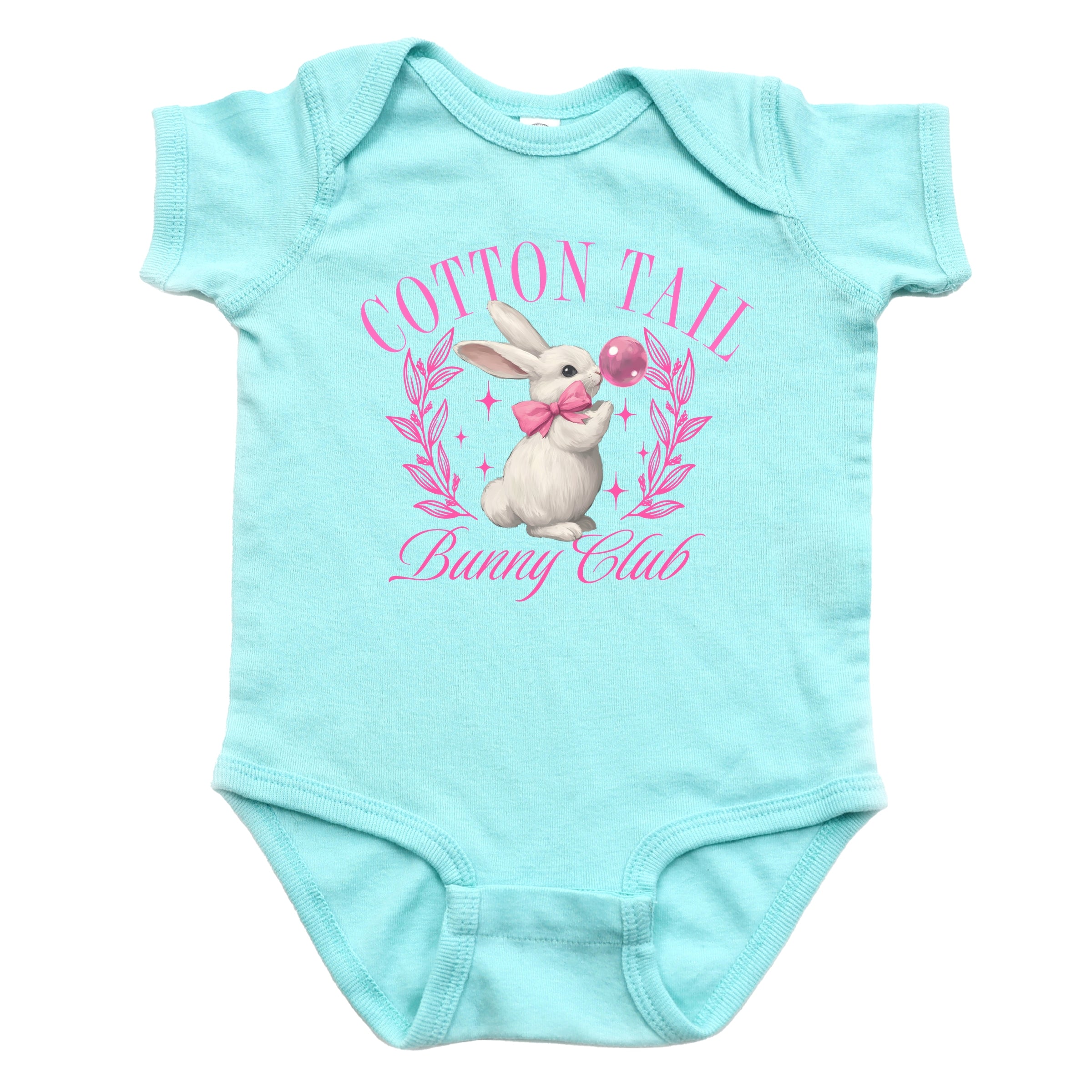 Cotton Tail Bunny Club Bubblegum - Baby Short Sleeve Graphic Bodysuit