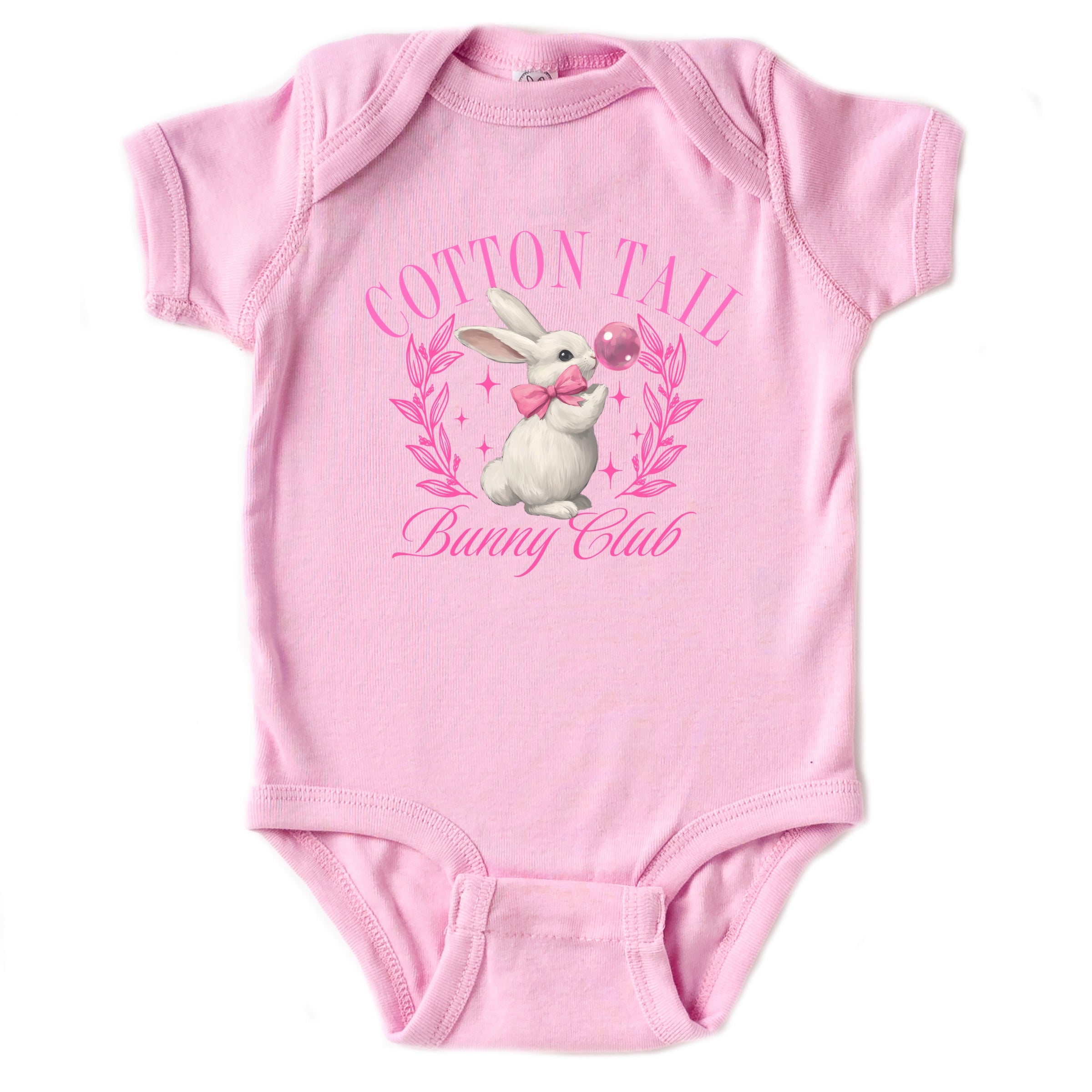 Cotton Tail Bunny Club Bubblegum - Baby Short Sleeve Graphic Bodysuit