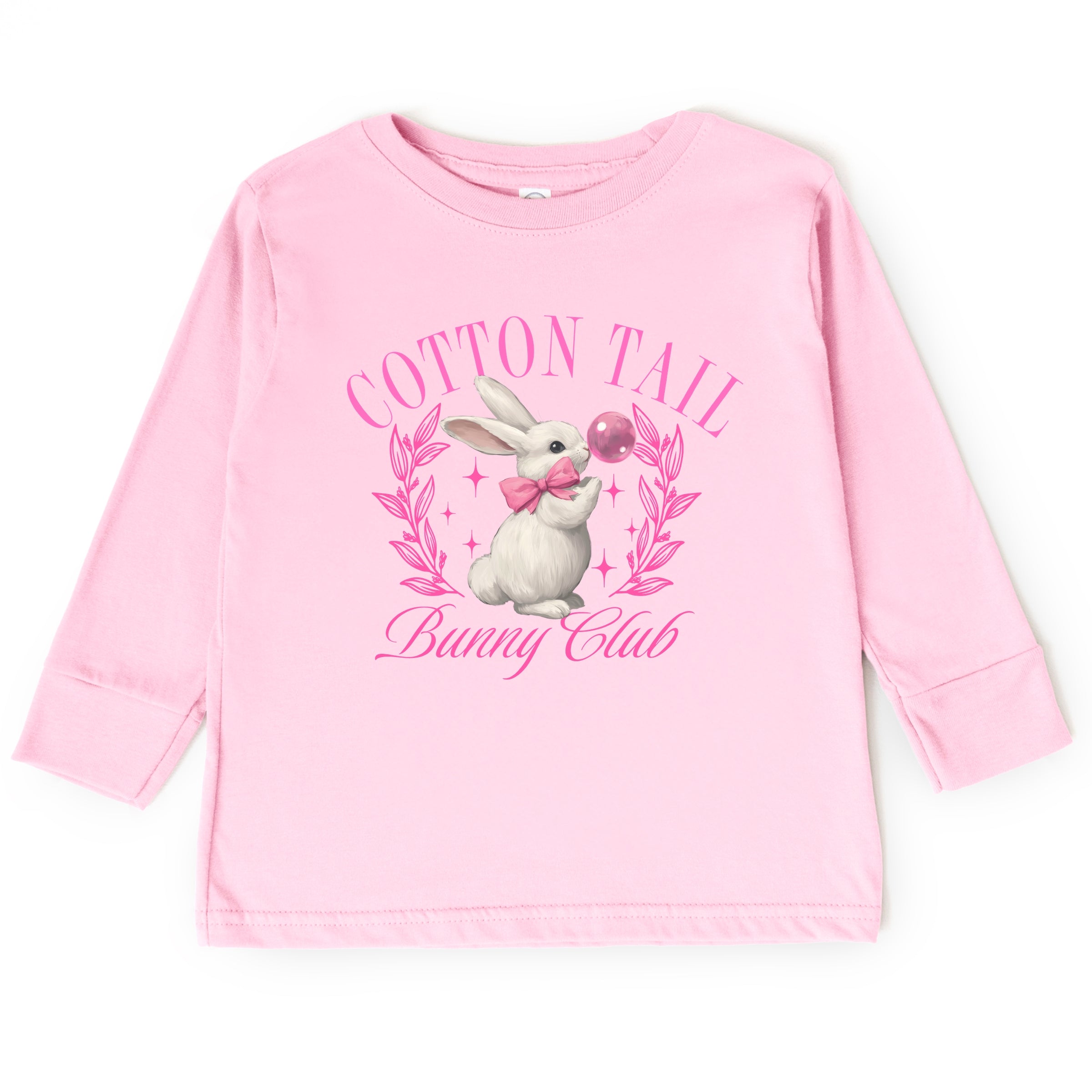 Cotton Tail Bunny Club Bubblegum - Toddler Long Sleeve Graphic Tee