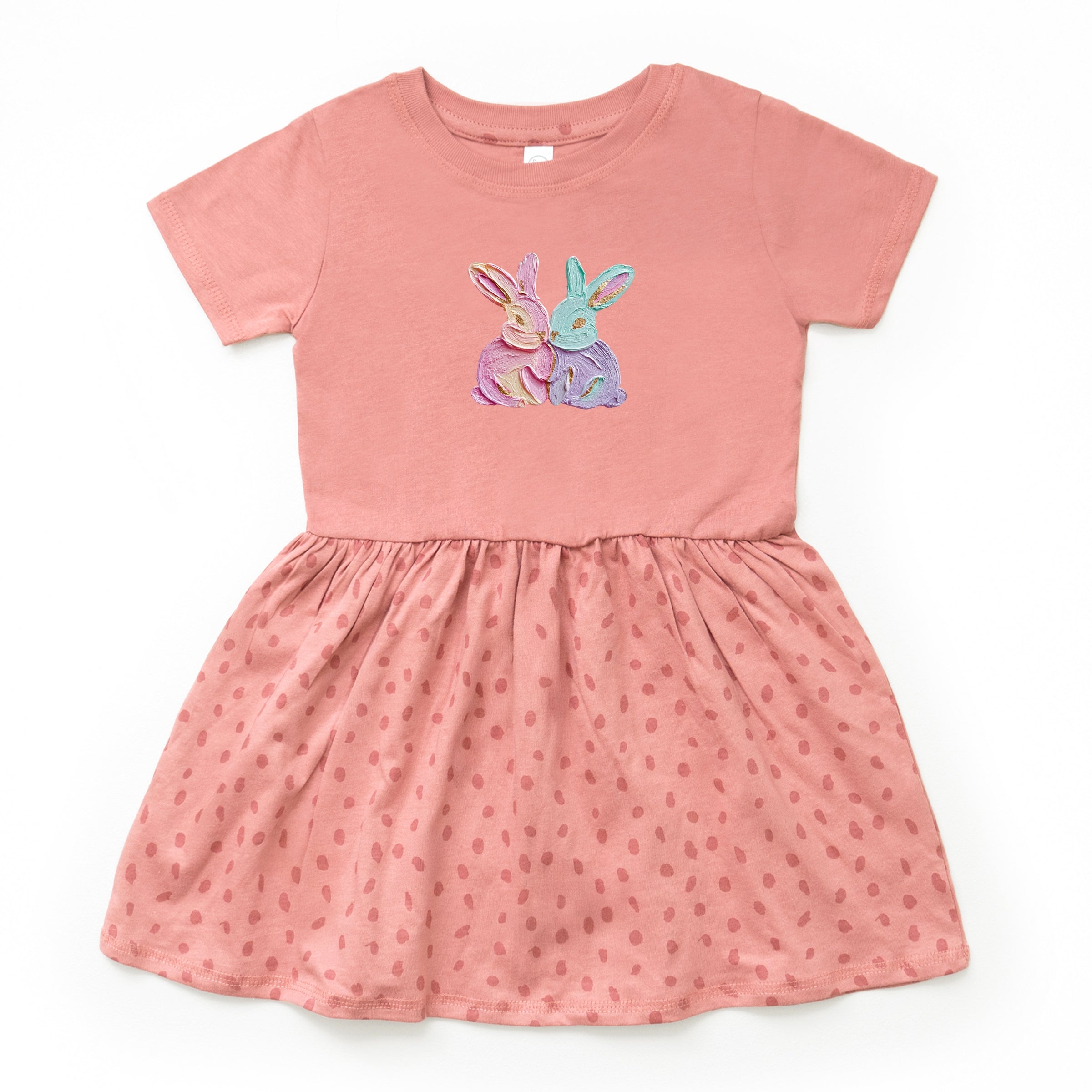 Two Bunnies Paint Print - Infant Dress