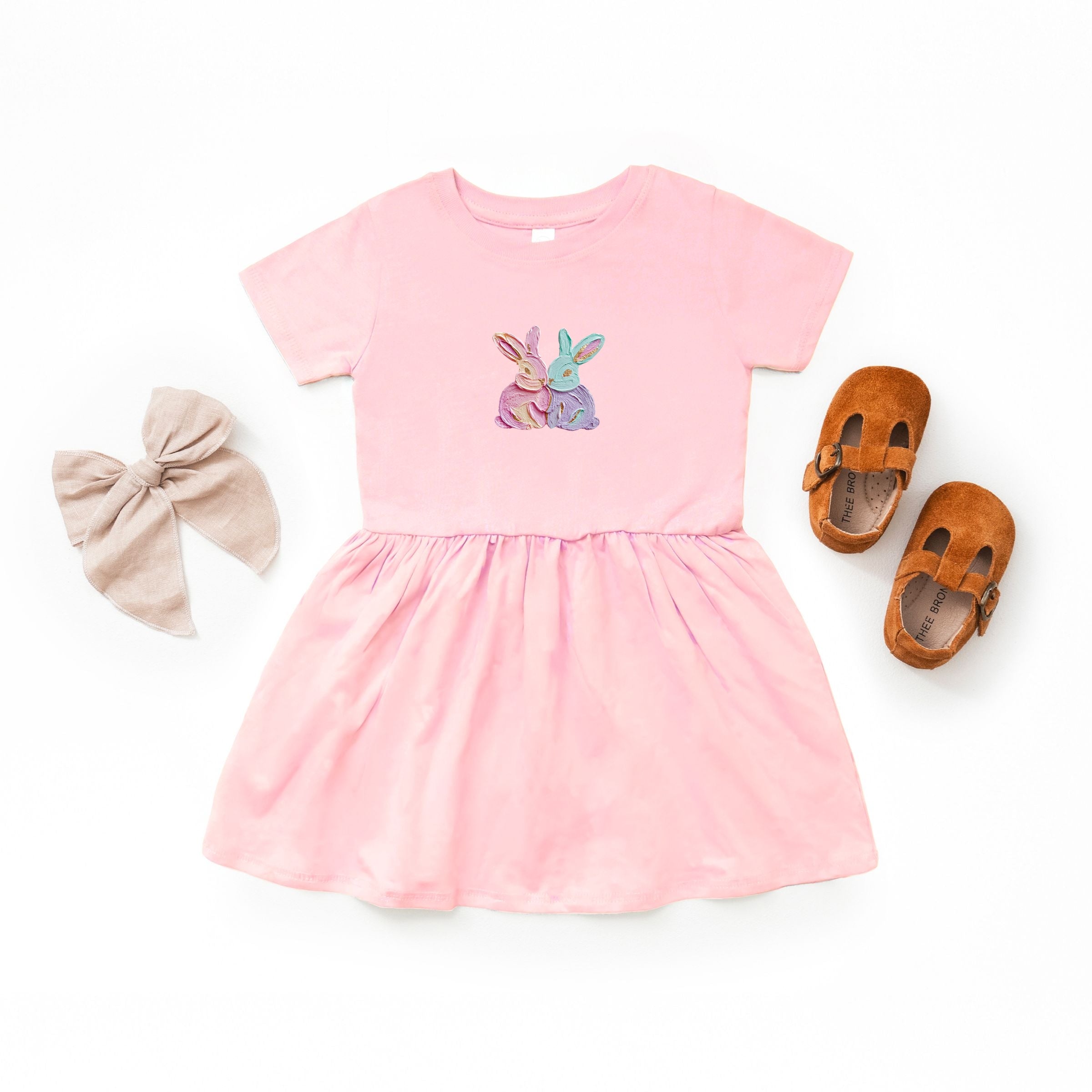 Two Bunnies Paint Print - Infant Dress