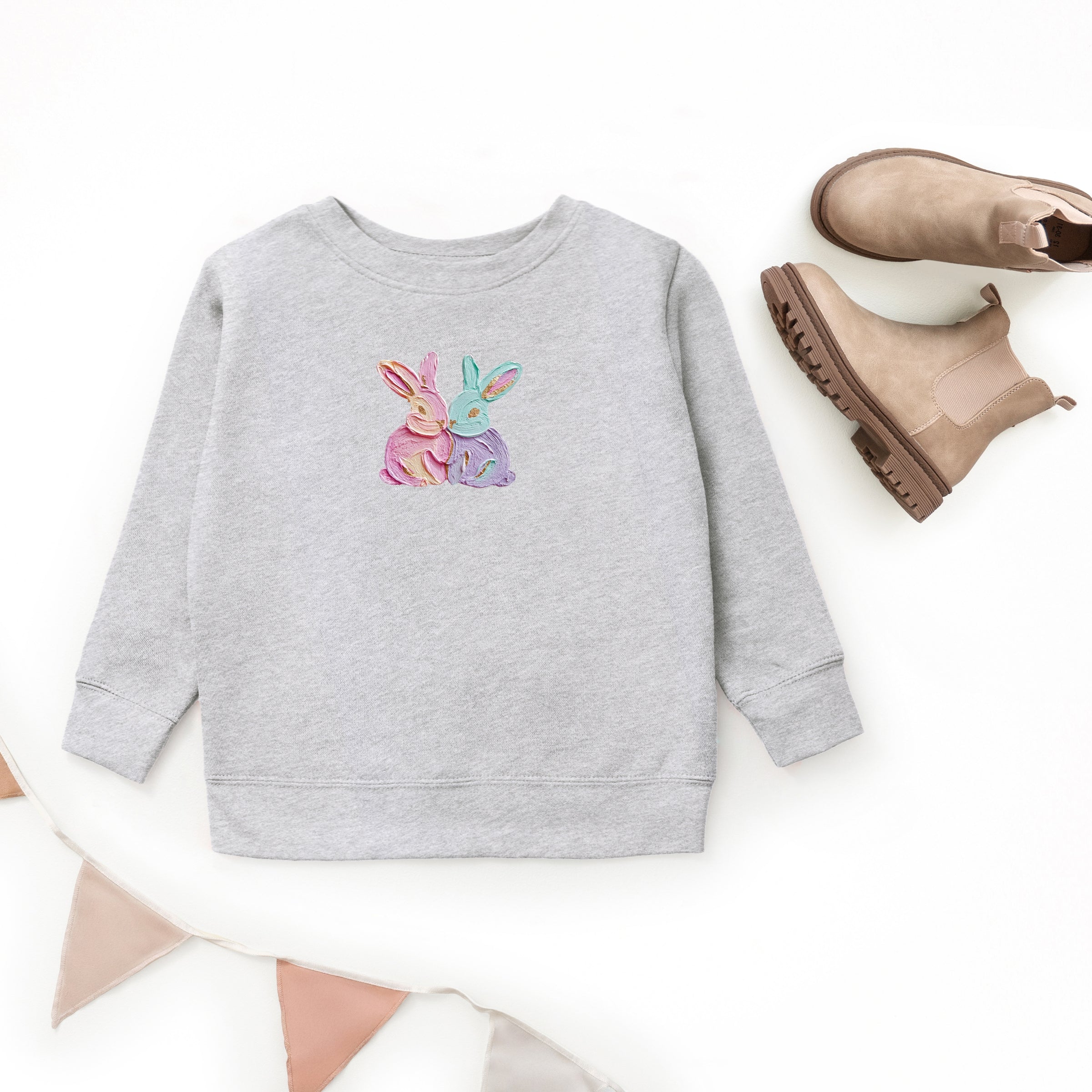 Two Bunnies Paint Print - Youth Graphic Sweatshirt