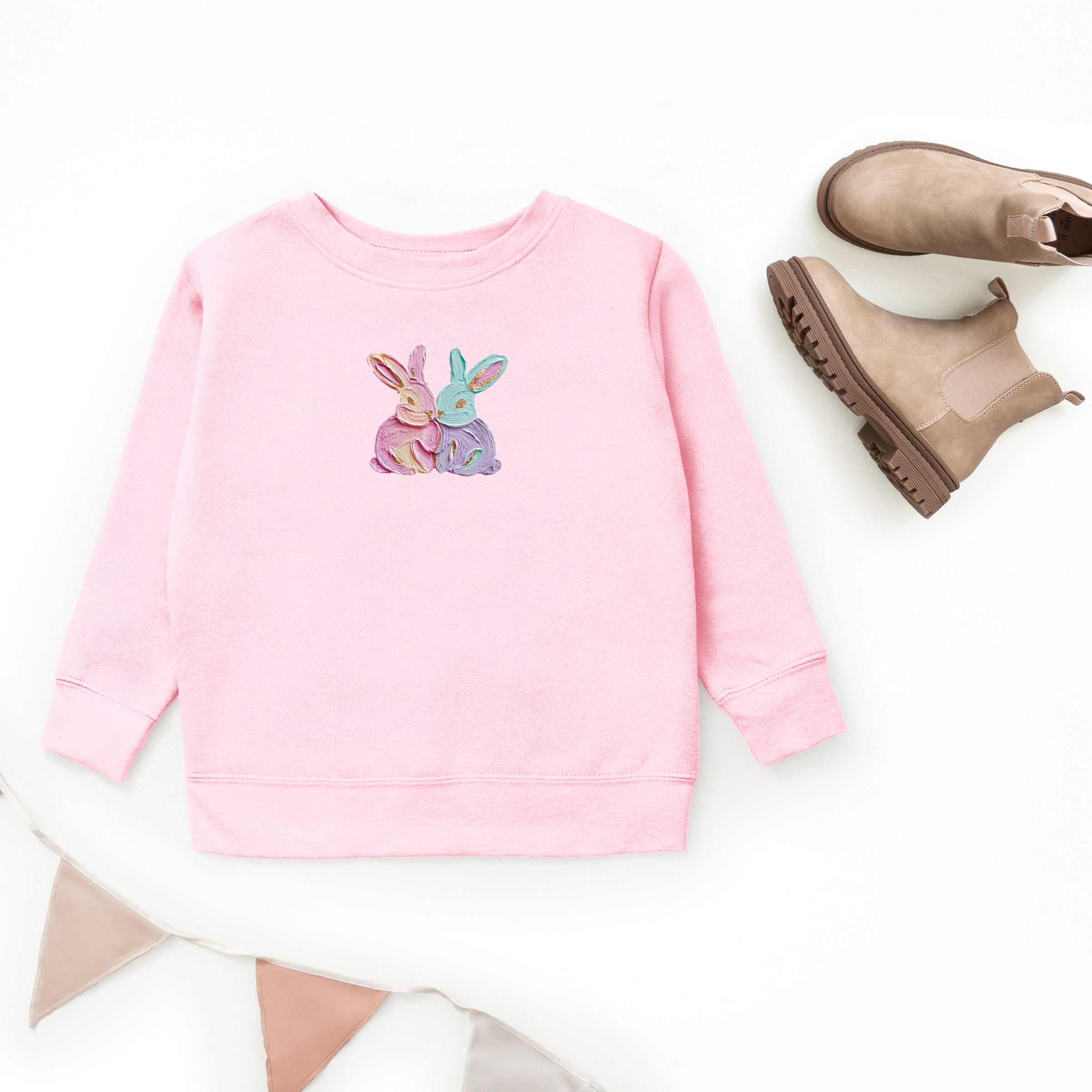 Two Bunnies Paint Print - Youth Graphic Sweatshirt