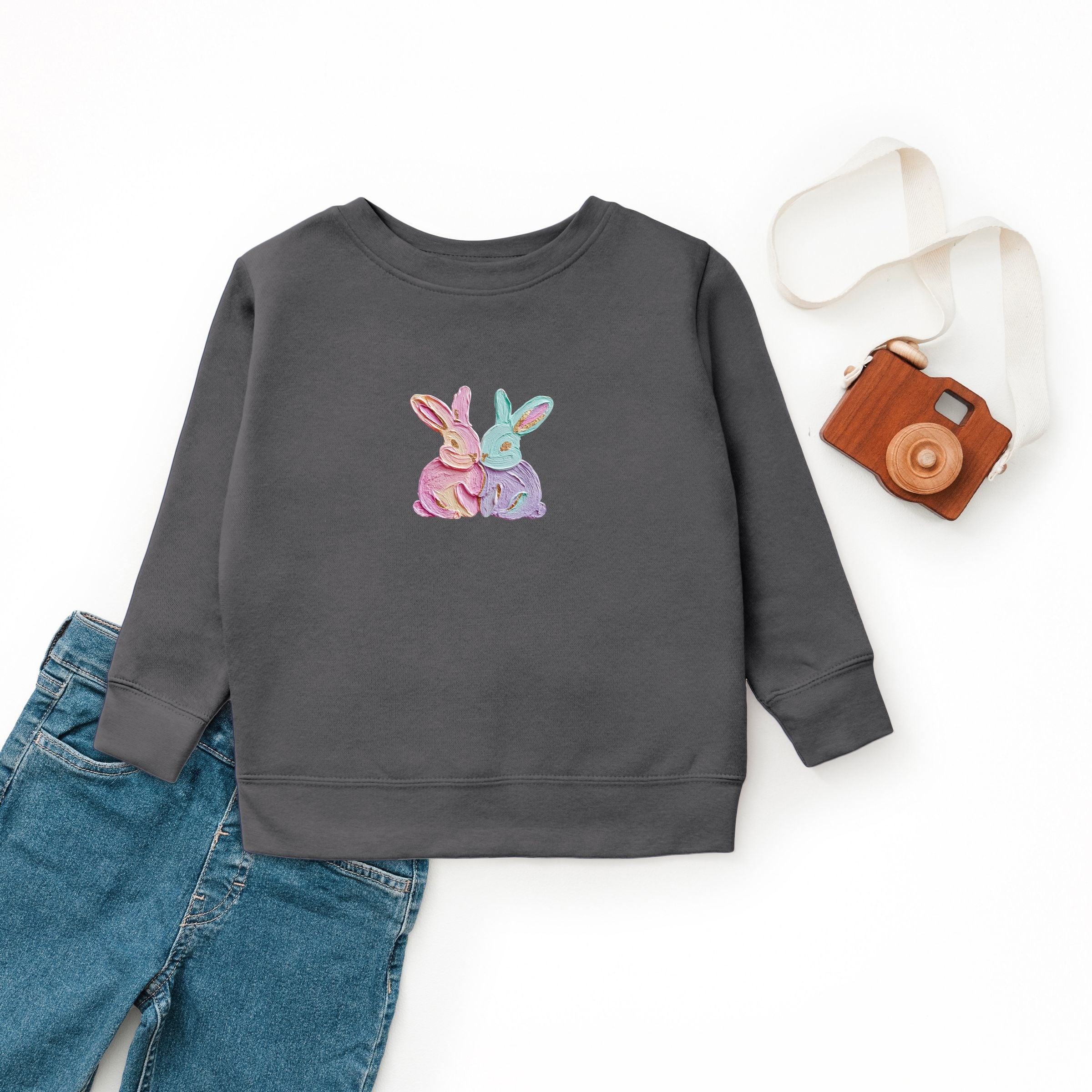 Two Bunnies Paint Print - Youth Graphic Sweatshirt