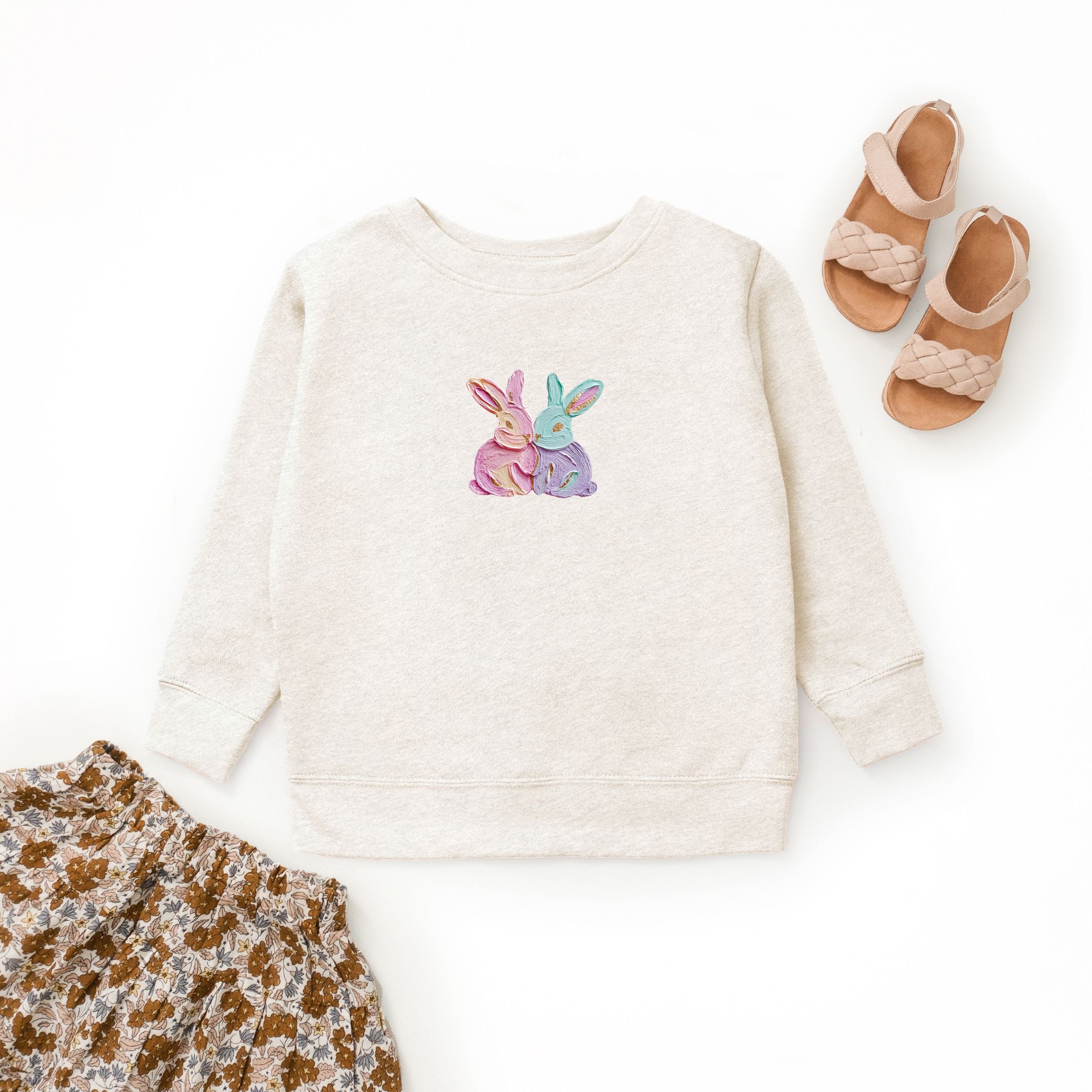 Two Bunnies Paint Print - Youth Graphic Sweatshirt