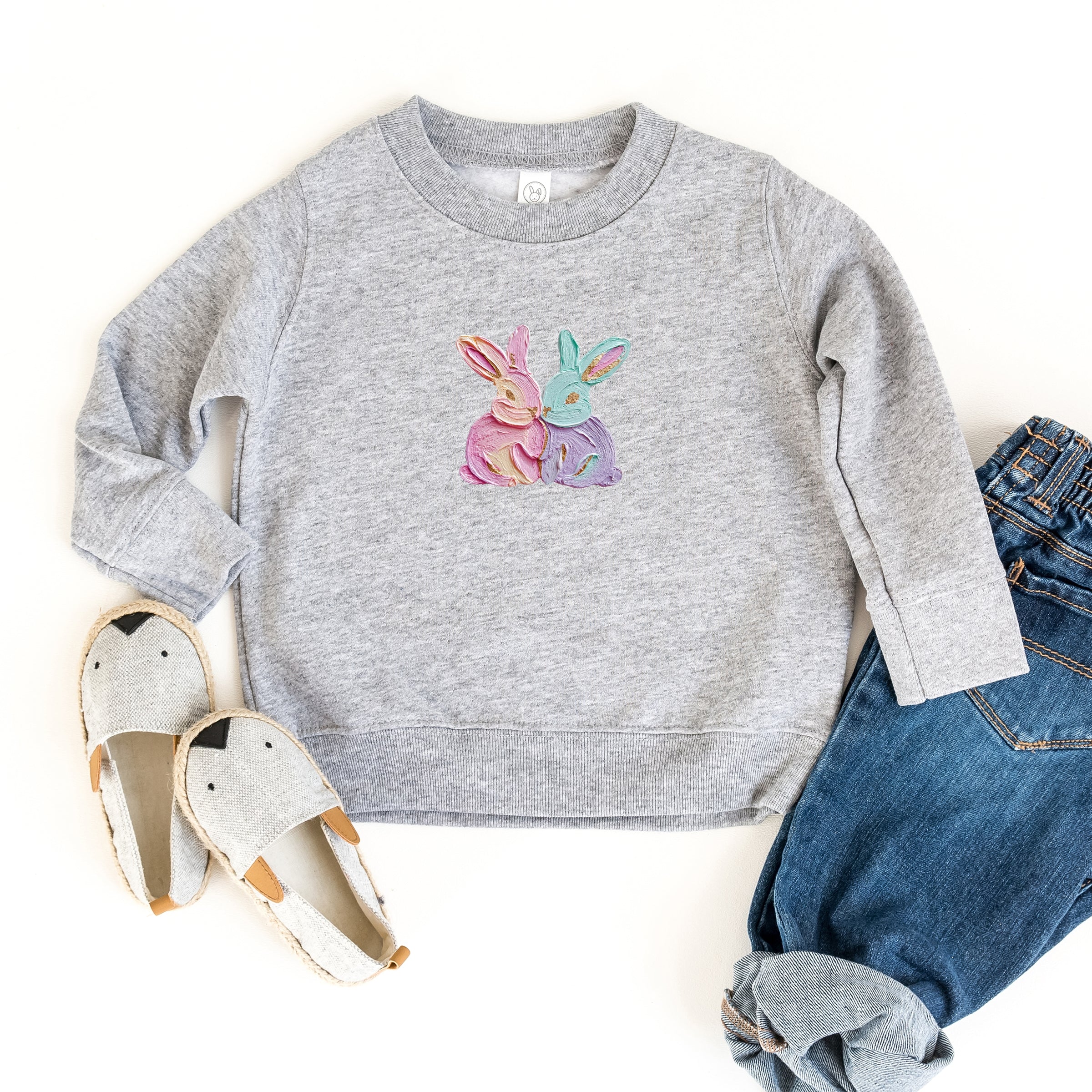 Two Bunnies Paint Print - Toddler Graphic Sweatshirt
