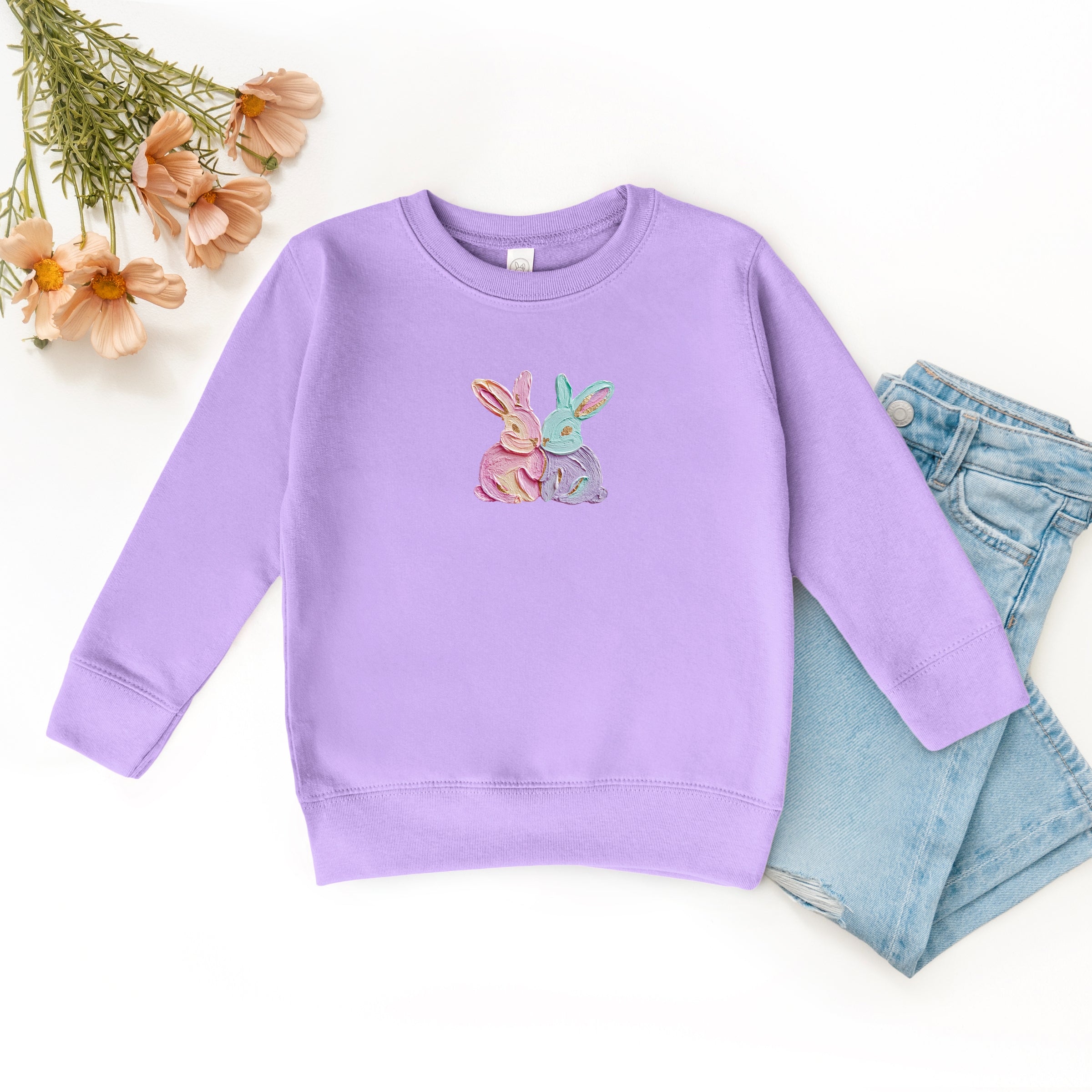 Two Bunnies Paint Print - Toddler Graphic Sweatshirt