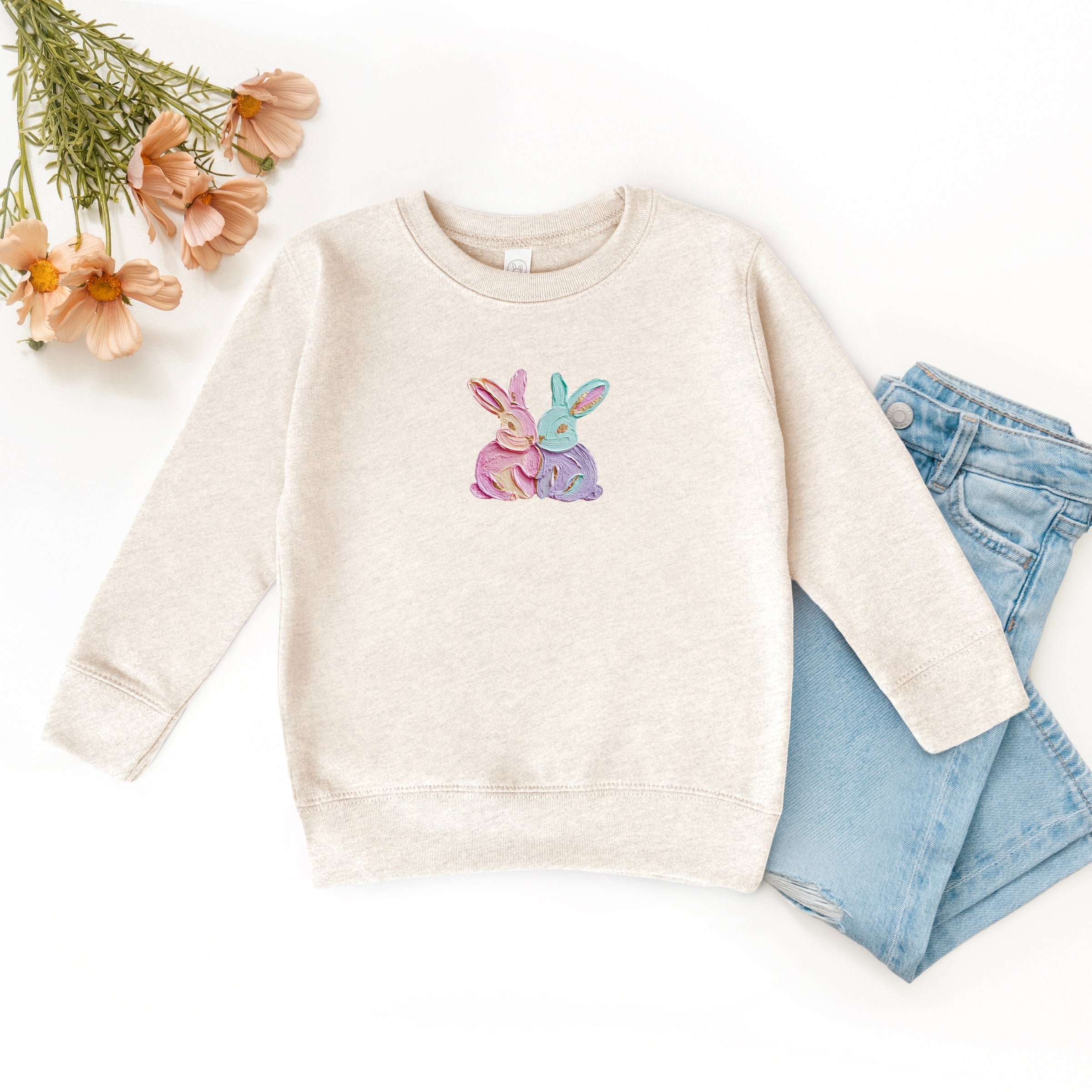 Two Bunnies Paint Print - Toddler Graphic Sweatshirt